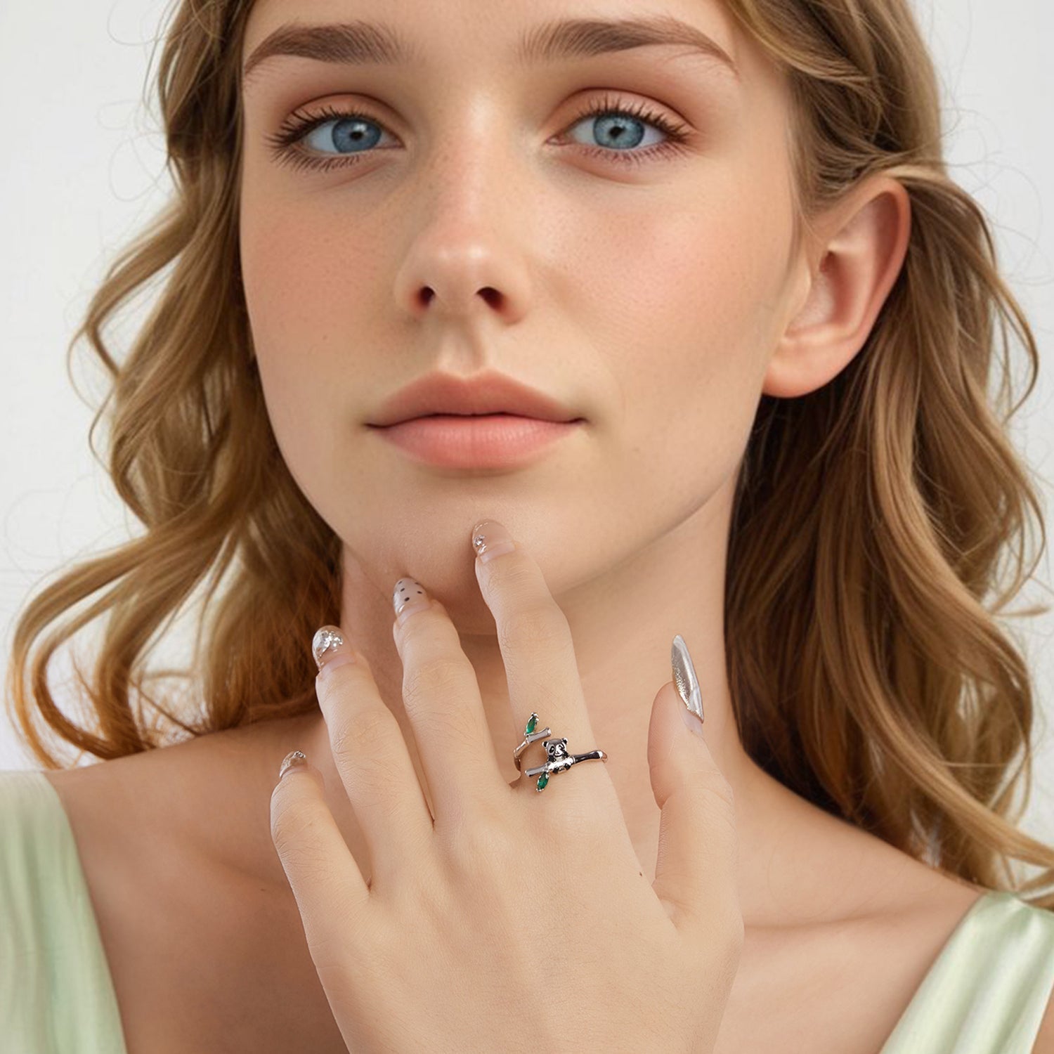 925 Sterling Silver Enamel White Gold Pave Set CZ Ring DestGlow