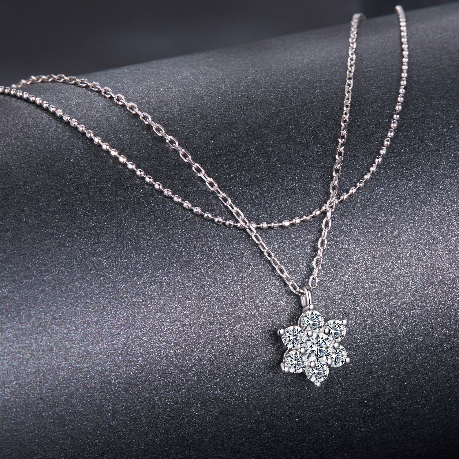925 Sterling Silver 0.06 Carat & 0.20 Carat Moissanite Necklace with White Gold Plating for Women DestGlow