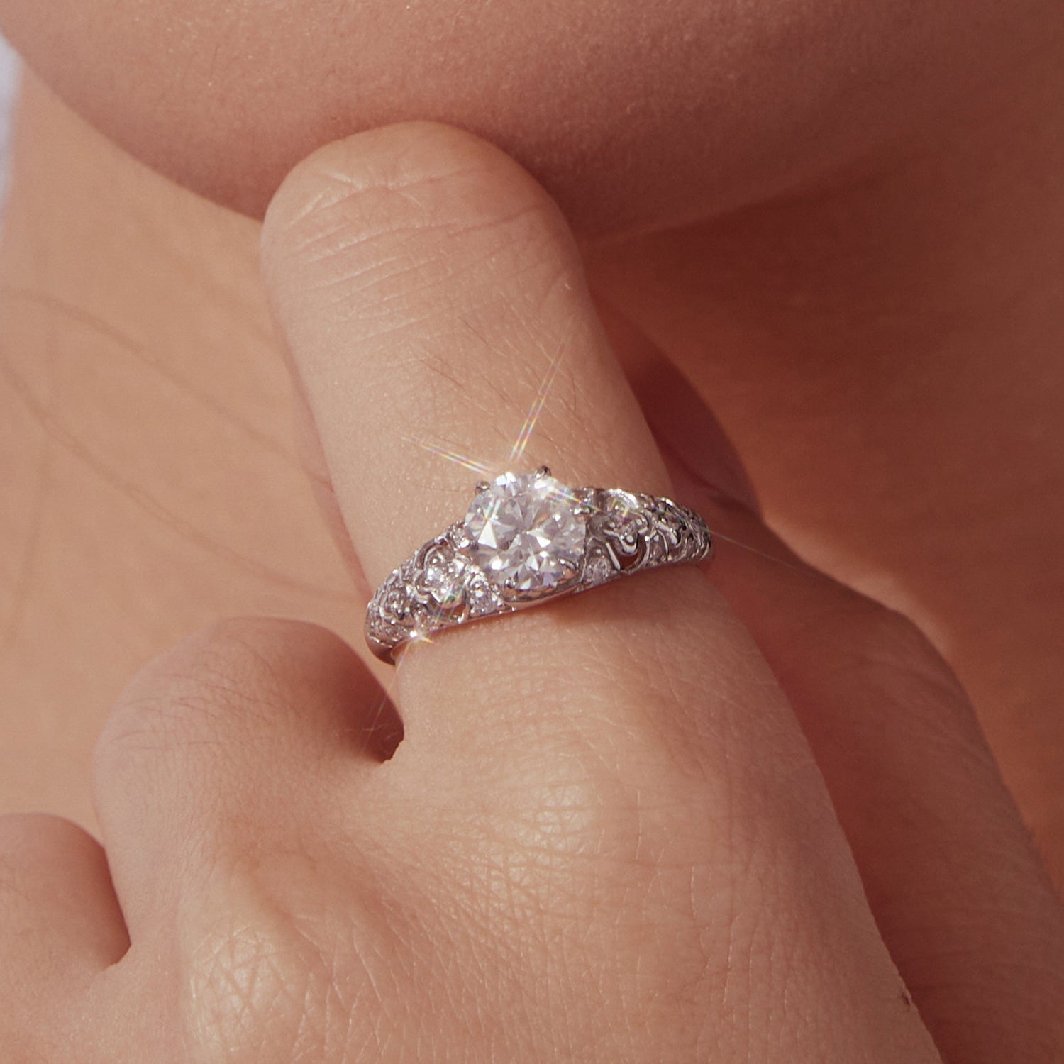 925 Sterling Silver Moissanite 0.65 Carat Ring Size 6 for Women DestGlow