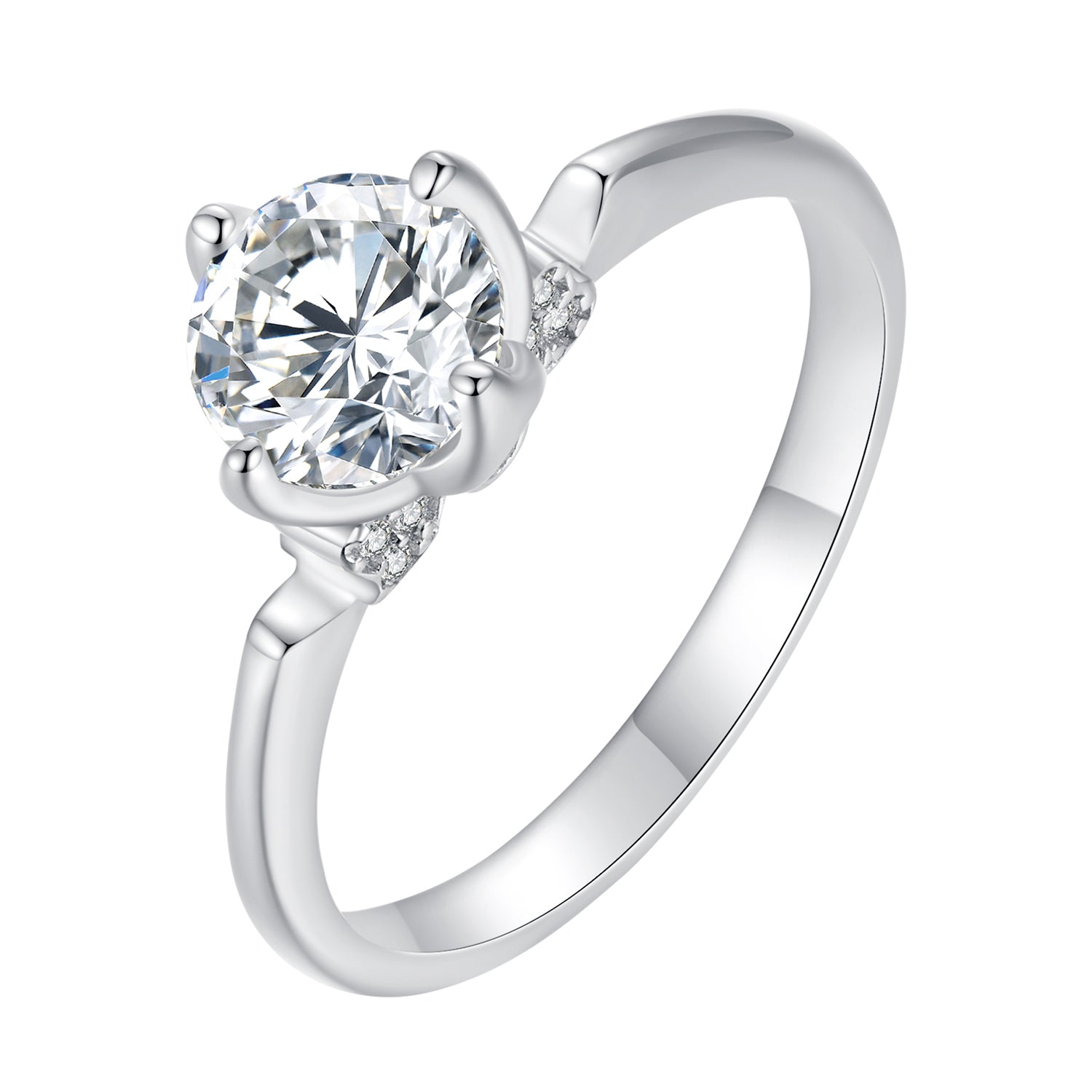 925 Sterling Silver 1.0 Carat Moissanite Ring in Size 8 DestGlow