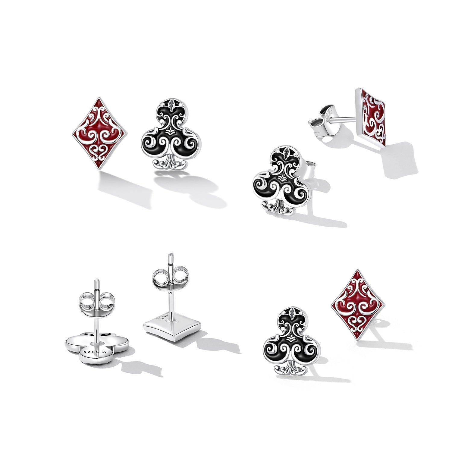 925 Sterling Silver Oxidized Enamel Plum Blossom Earrings for Women - 1.2 x 1.0 cm DestGlow