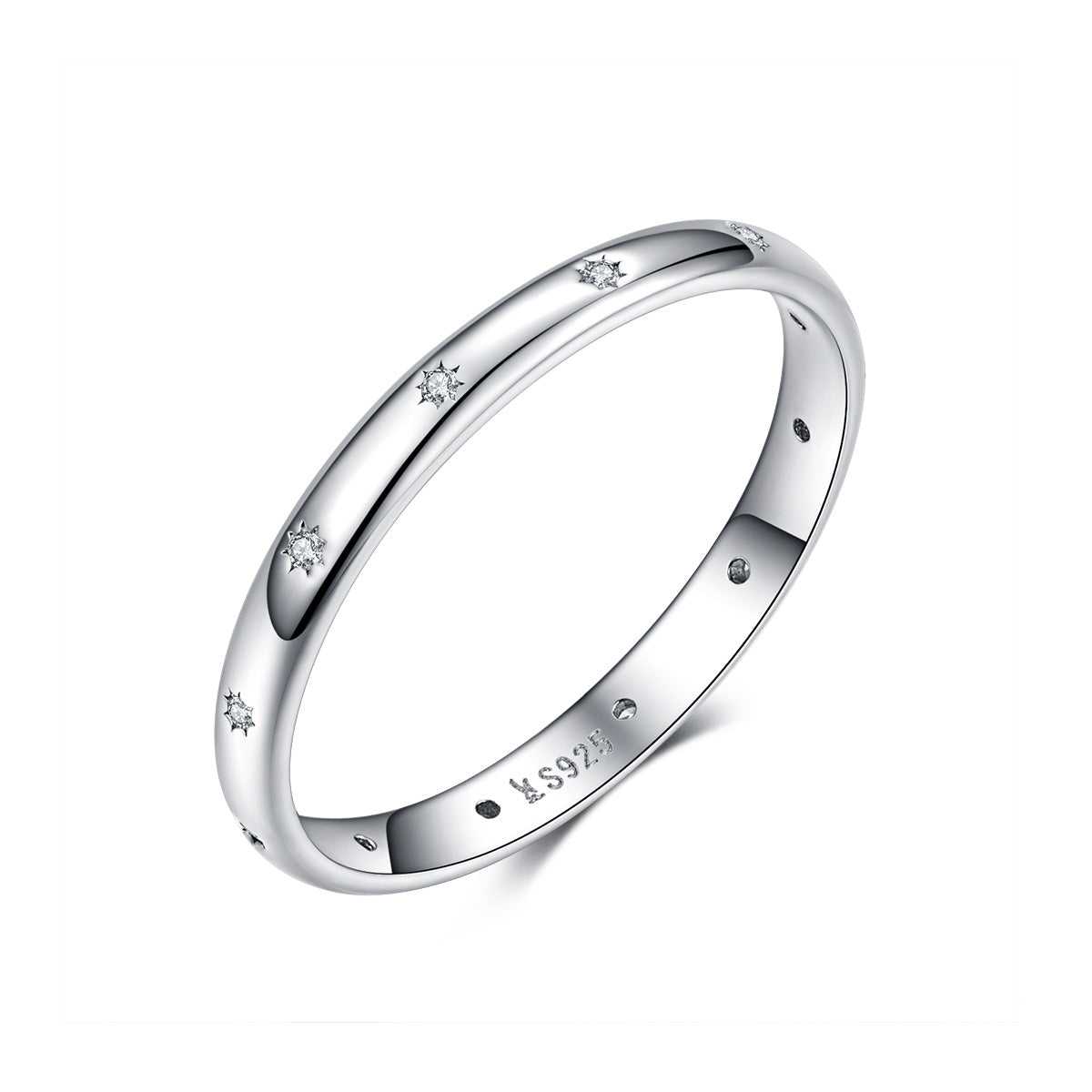 925 Sterling Silver Size 6.0 Plated Platinum Pavé Setting CZ Ring for Women by Bids.com