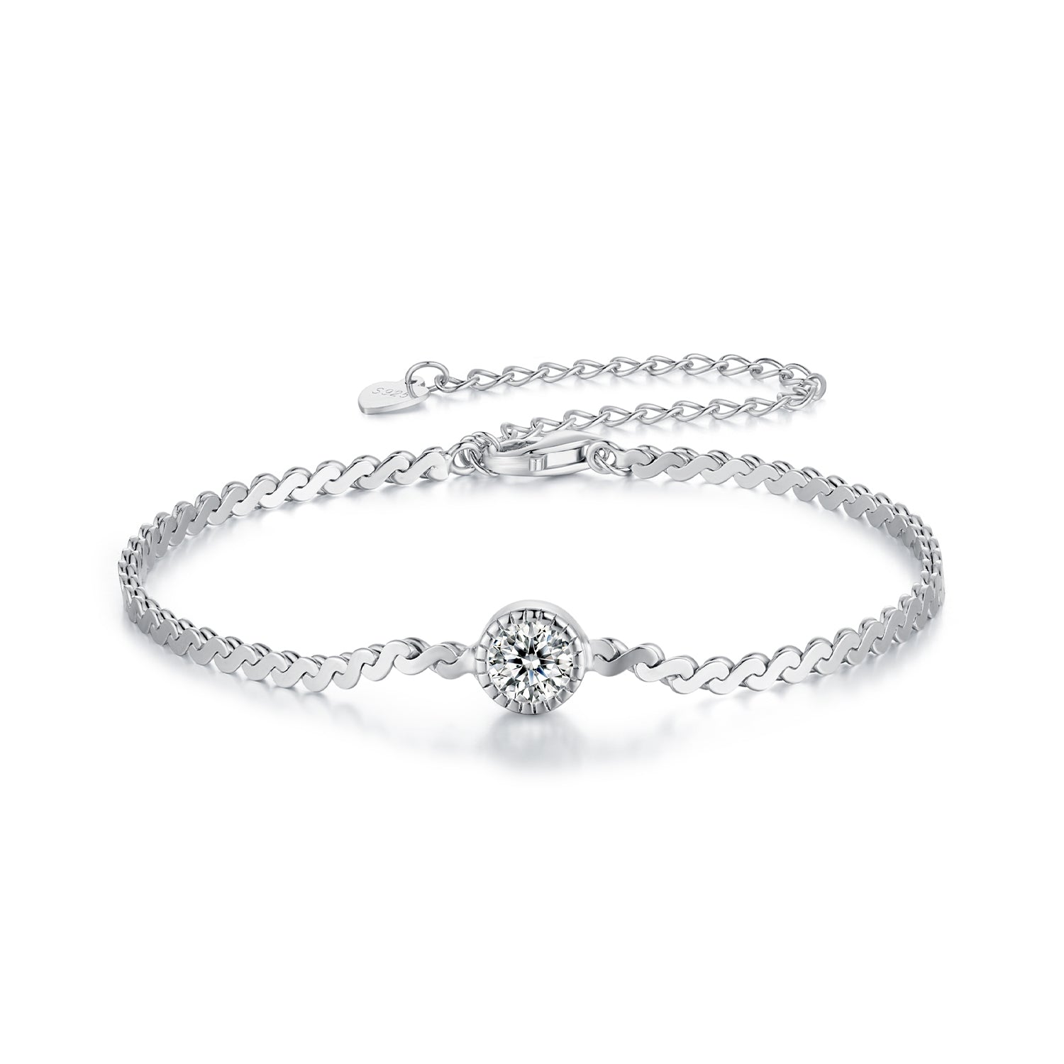 S925 Sterling Silver 5.0mm Moissanite Bracelet for Women DestGlow