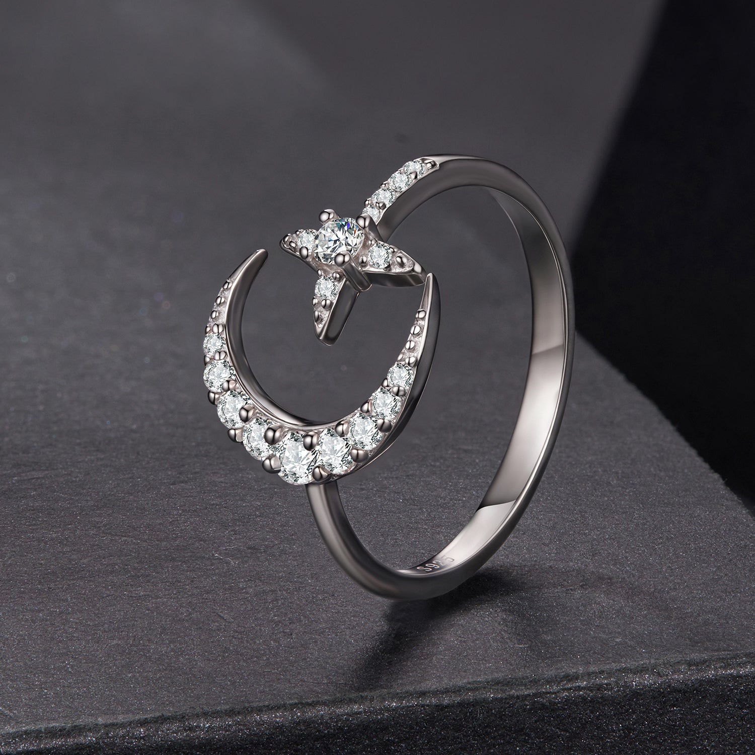 925 Sterling Silver Moissanite 0.25cm White Gold Plated Ring - Size E for Women DestGlow