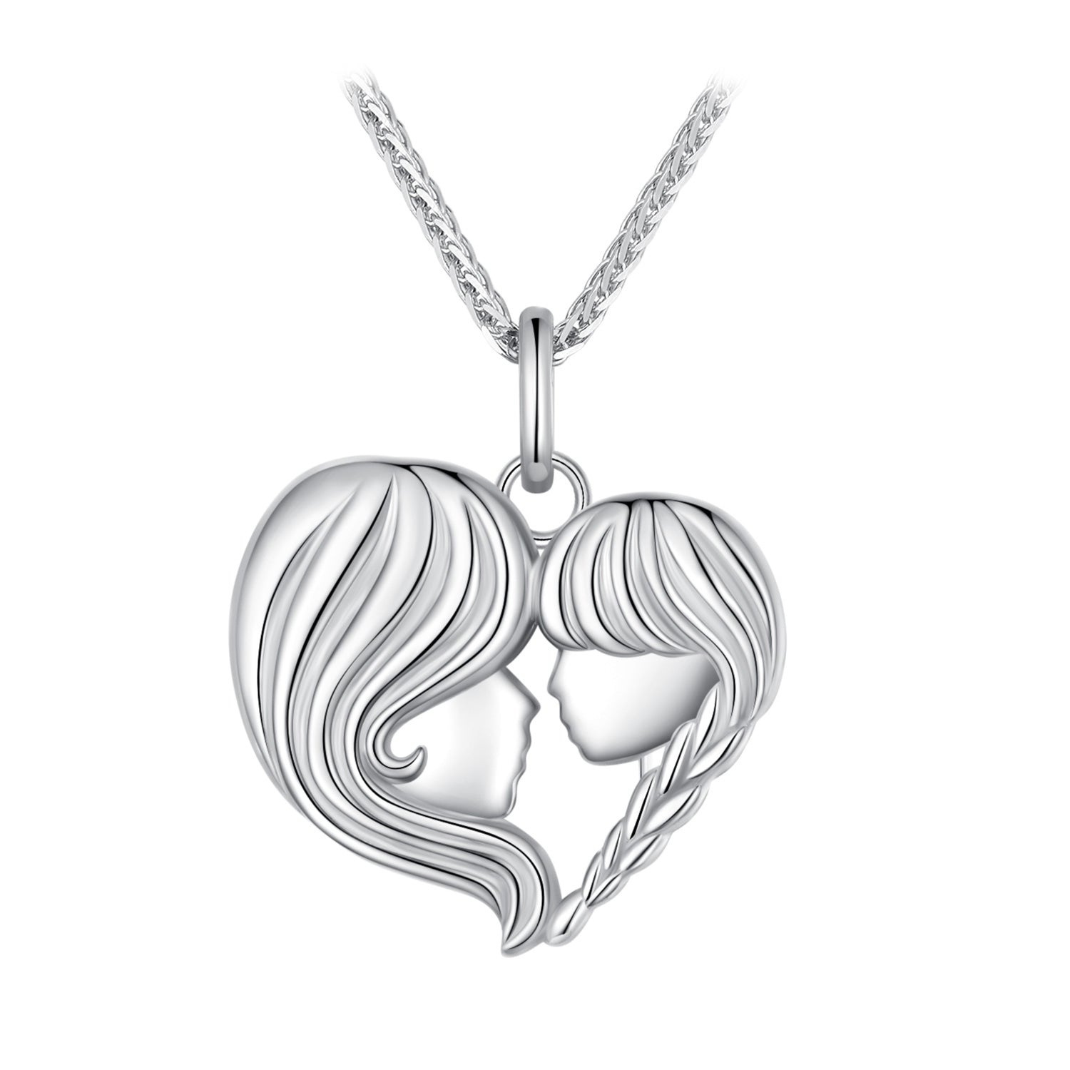925 Sterling Silver Necklace with Platinum Plating, 400mm Chain Length, Pendant 24x21mm for Women DestGlow