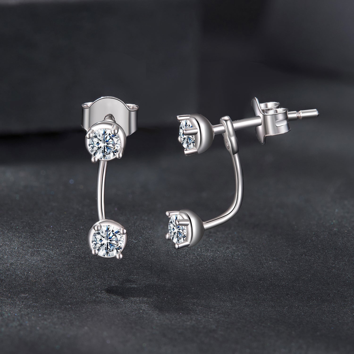 925 Sterling Silver White Gold Plated Moissanite Earrings 0.1 Carat for Women DestGlow