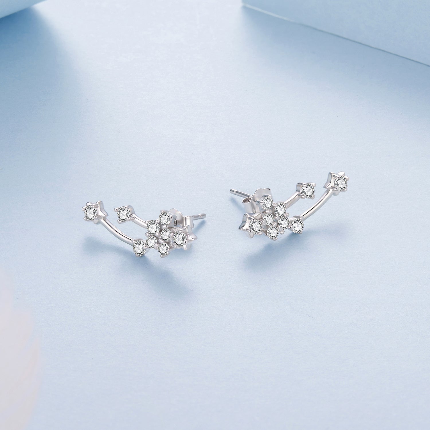 925 Sterling Silver & Brass White Gold Plated Earrings with CZ for Women DestGlow