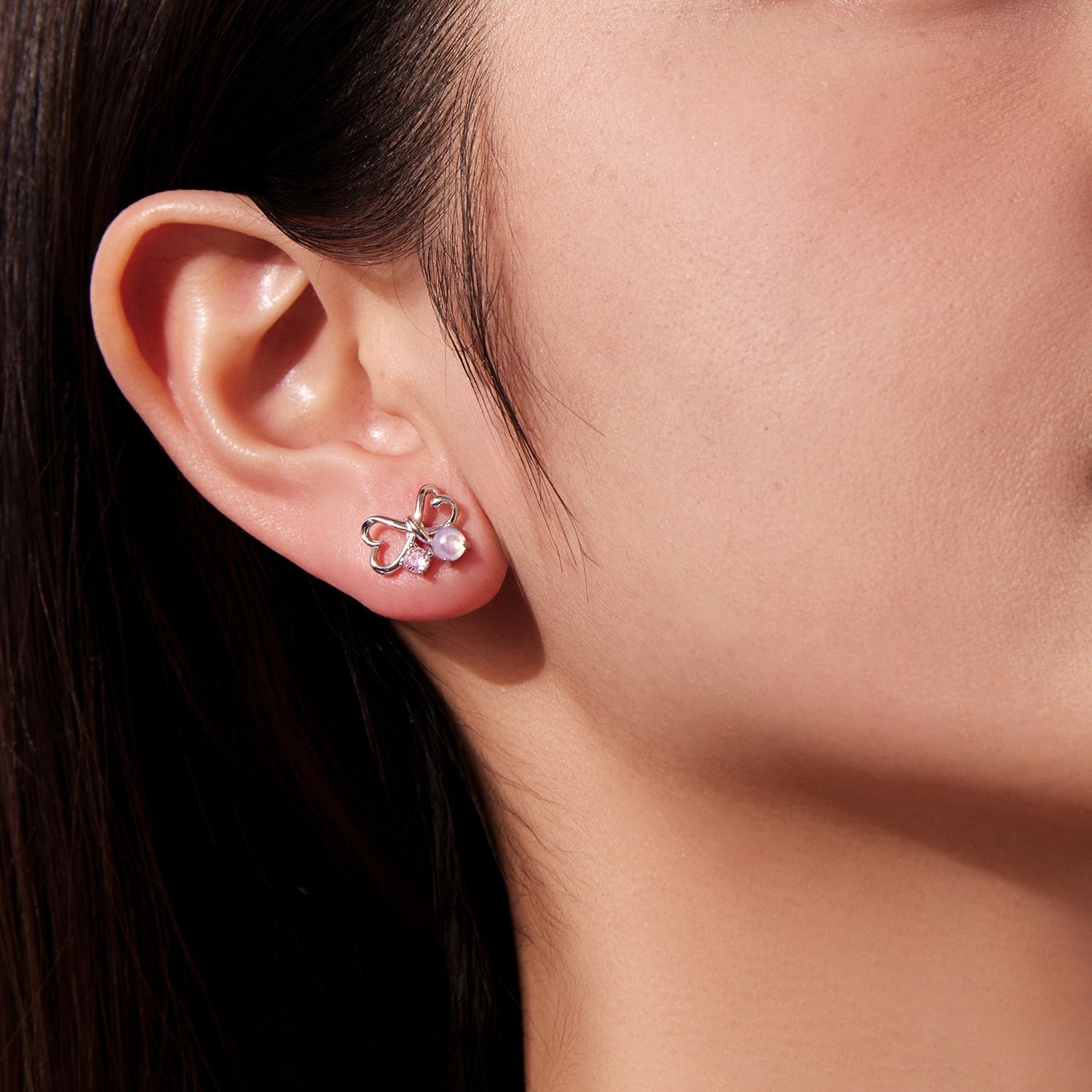 925 Sterling Silver Earrings with Pavé Setting CZ and Transparent Glass for Women DestGlow