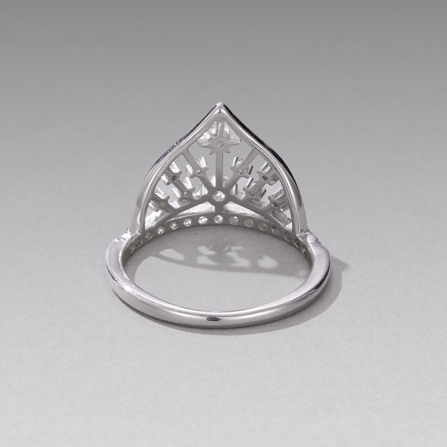 925 Sterling Silver White Gold Plated Ring with Pavé Setting CZ Size 6 for Women DestGlow