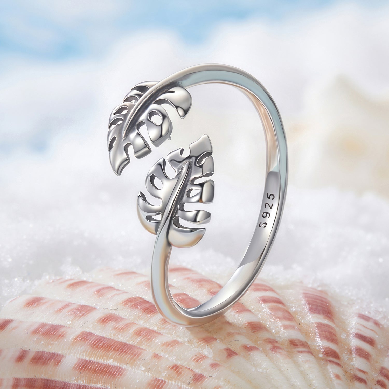925 Sterling Silver Oxidized Leaf Ring for Women DestGlow