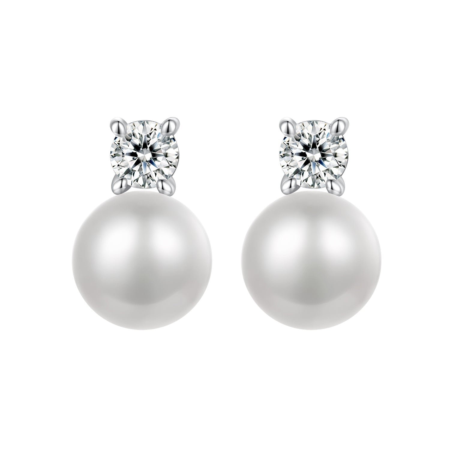 925 Sterling Silver Moissanite 0.1ct Freshwater Pearl Earrings for Women DestGlow