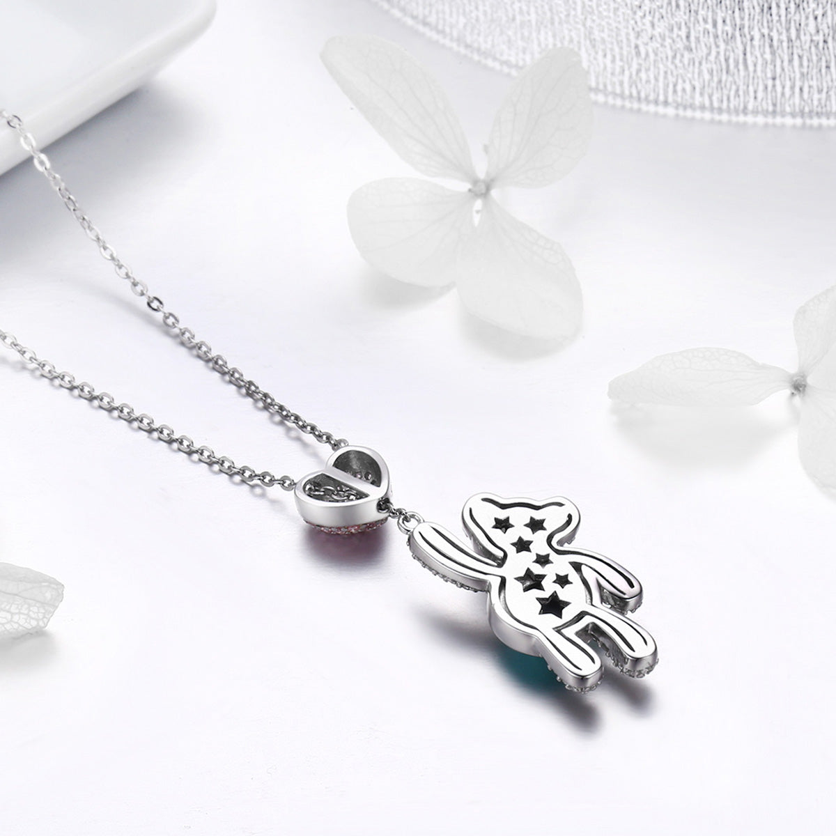 925 Sterling Silver Necklace 38-45cm with 3.1*1.3cm Pendant for Women DestGlow