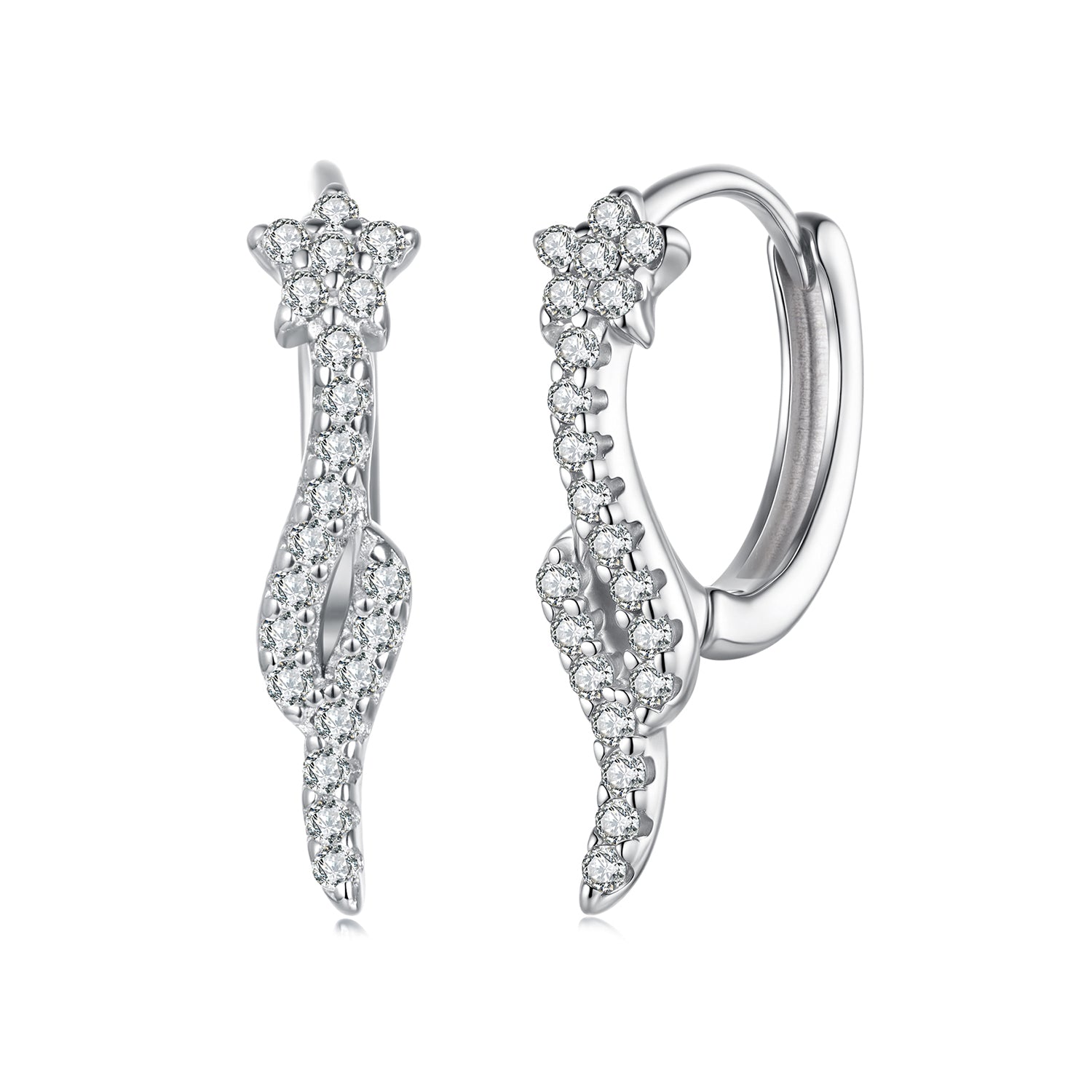 925 Sterling Silver Plated White Gold Earrings with CZ for Women DestGlow