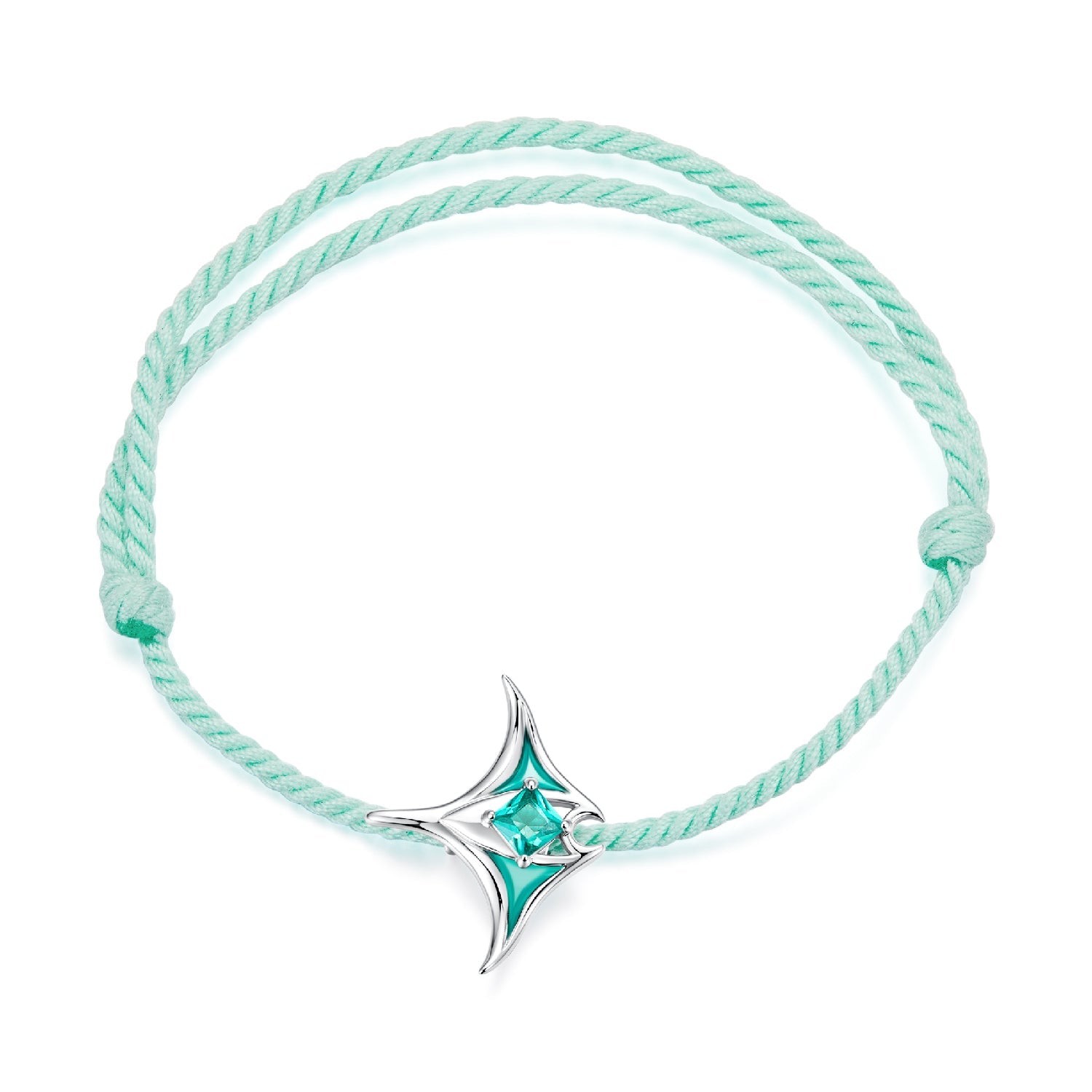 925 Sterling Silver Adjustable Bracelet with Enamel and Transparent Glass Pendant for Women DestGlow