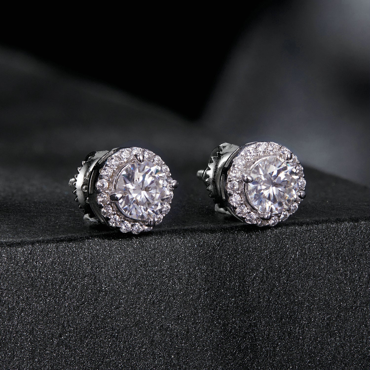 925 Sterling Silver Moissanite 1 Carat Earrings in 10mm Pavé Setting for Women DestGlow