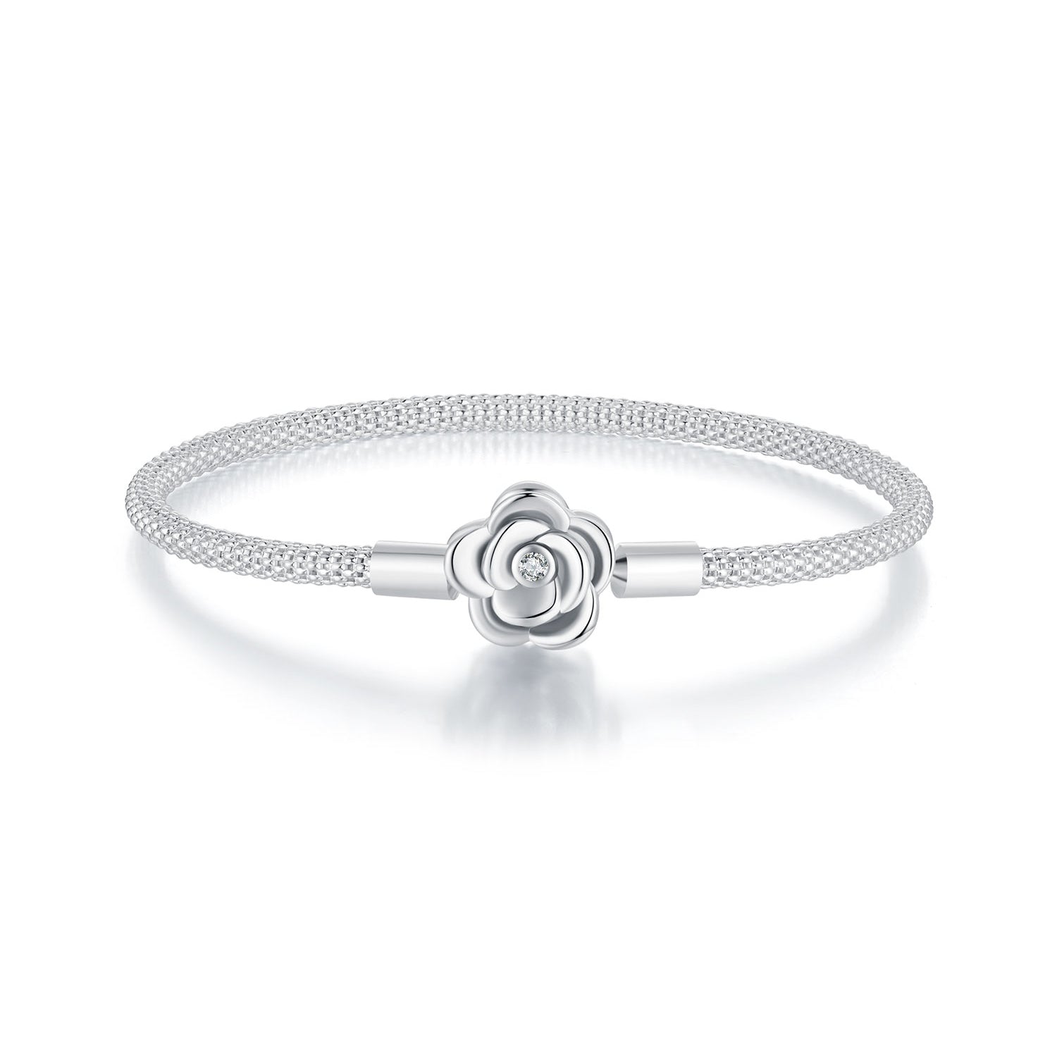 925 Sterling Silver Bracelet with Oxidized Finish and CZ 17.0 cm DestGlow