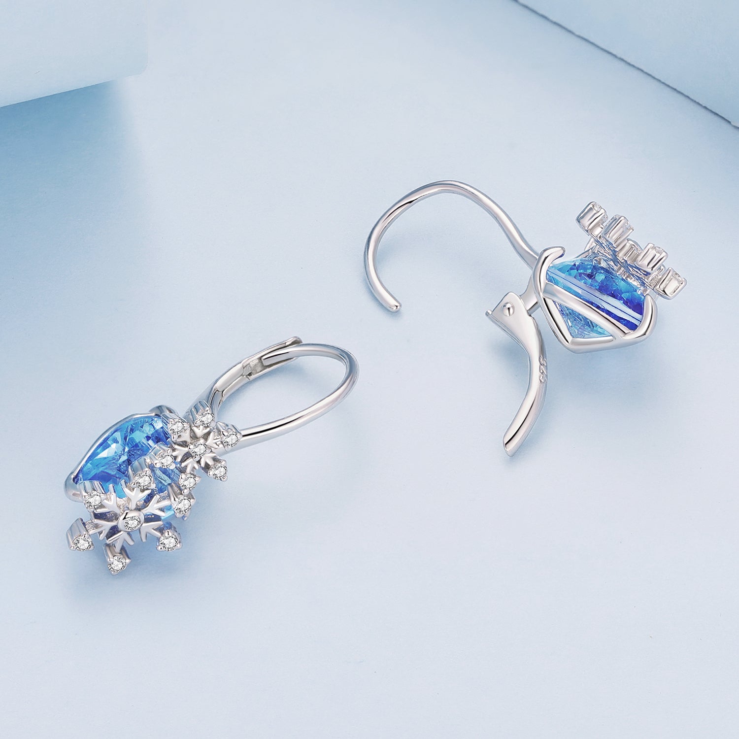 925 Sterling Silver Earrings with Transparent Glass and CZ, 23*12mm for Women DestGlow