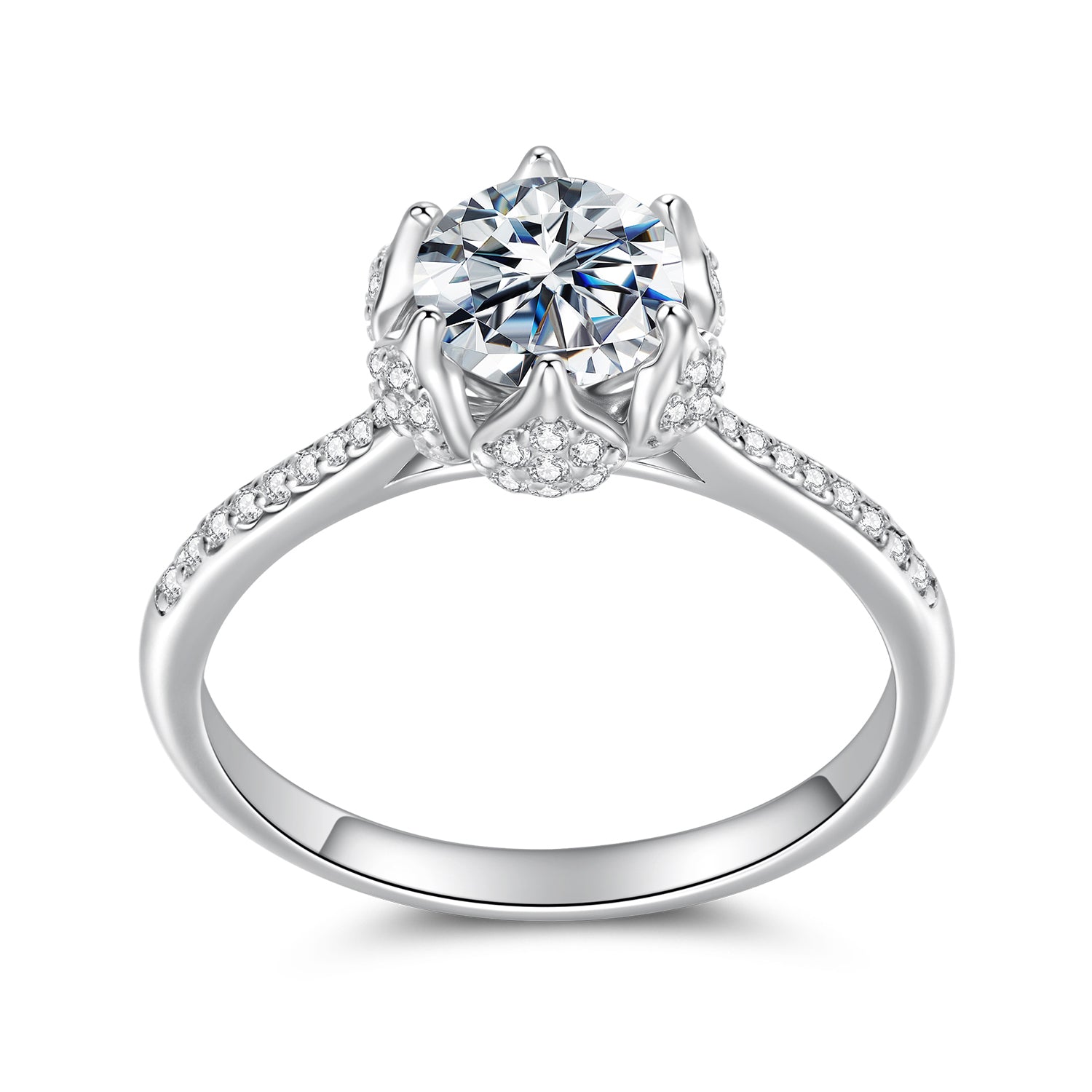 925 Sterling Silver Moissanite Ring 1ct Size 6 White Gold Plated for Women DestGlow