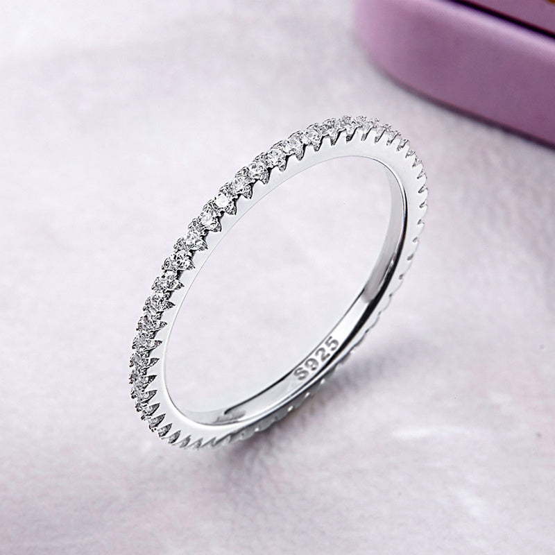 925 Sterling Silver Platinum Plated CZ Pavé Setting Ring Size 5.0 for Women by Bids.com