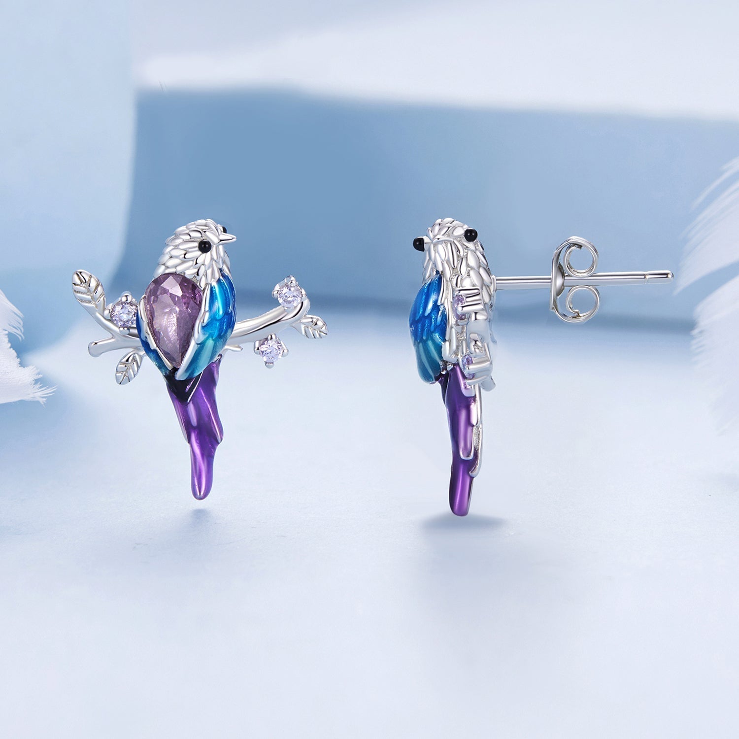 925 Sterling Silver Enamel Process Pavé Setting CZ Earrings DestGlow