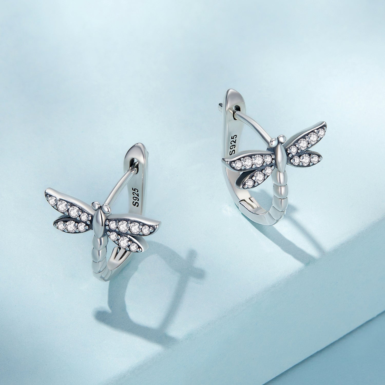 925 Sterling Silver Earrings with Pavé Setting CZ, Oxidized Finish, 1.3cm for Women DestGlow