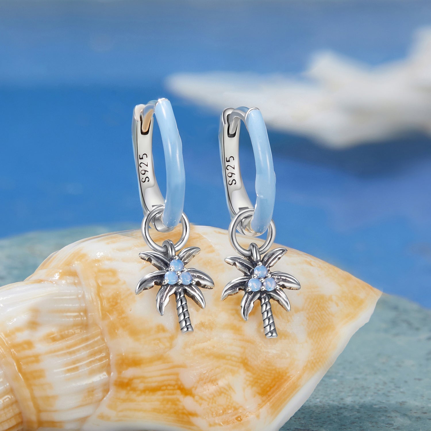 925 Sterling Silver Earrings with Nano Opal Stone and Enamel, Oxidized Finish DestGlow