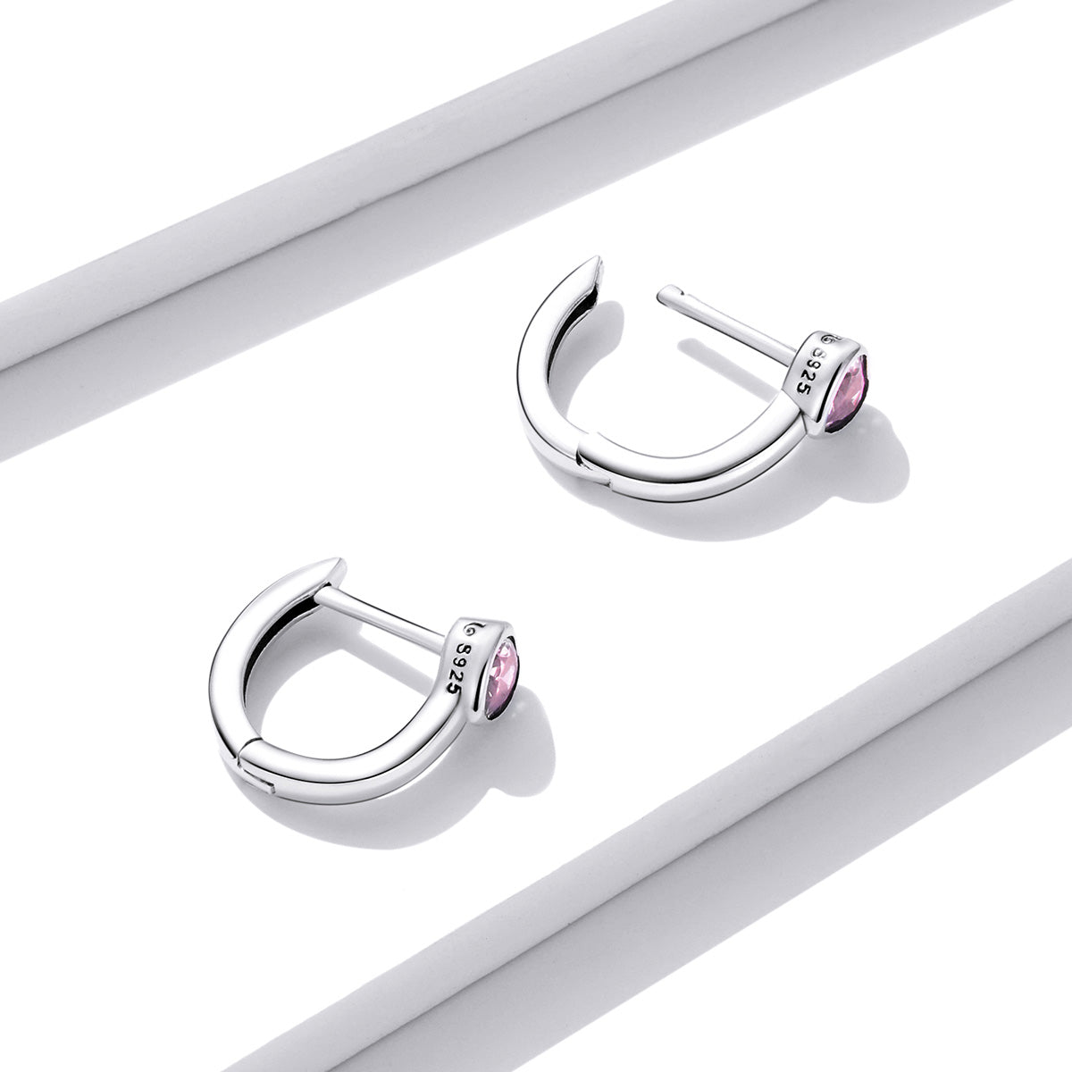 925 Sterling Silver Earrings with Pavé Setting CZ, Oxidized Silver, 1.2x0.5cm for Women DestGlow