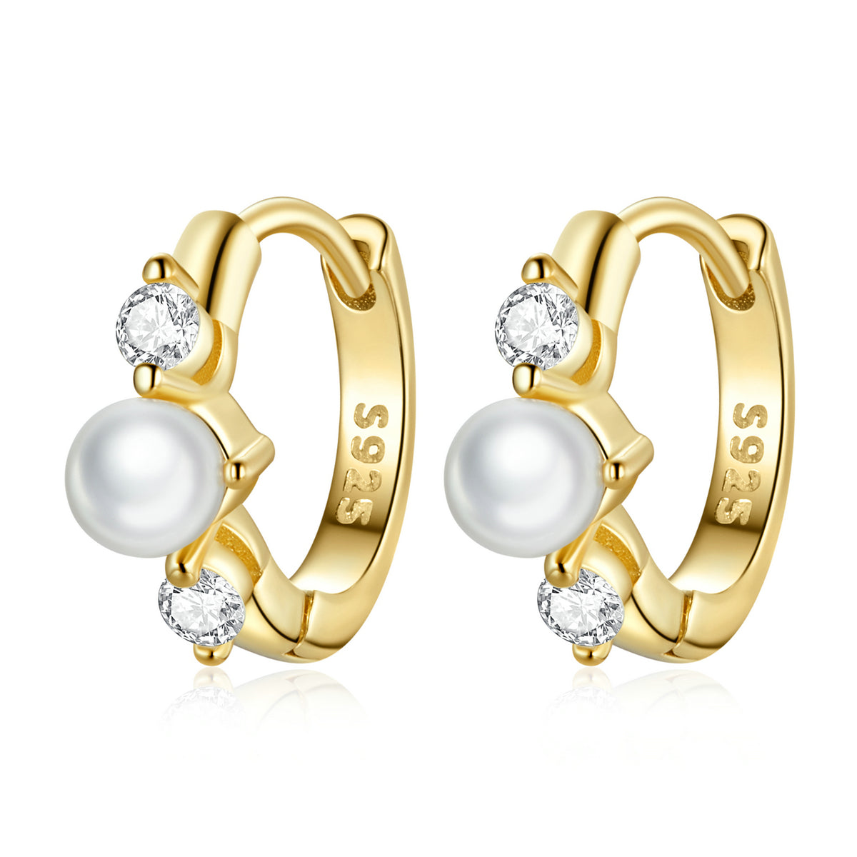 925 Sterling Silver Pavé CZ Gold Plated 1x0.5cm Earrings for Women DestGlow