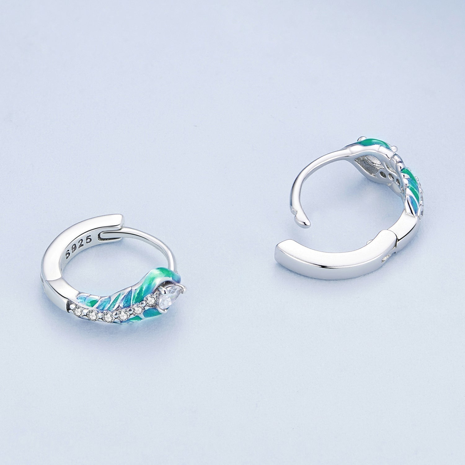 925 Sterling Silver Enamel Oxidized Earrings with Pavé Setting for Women DestGlow