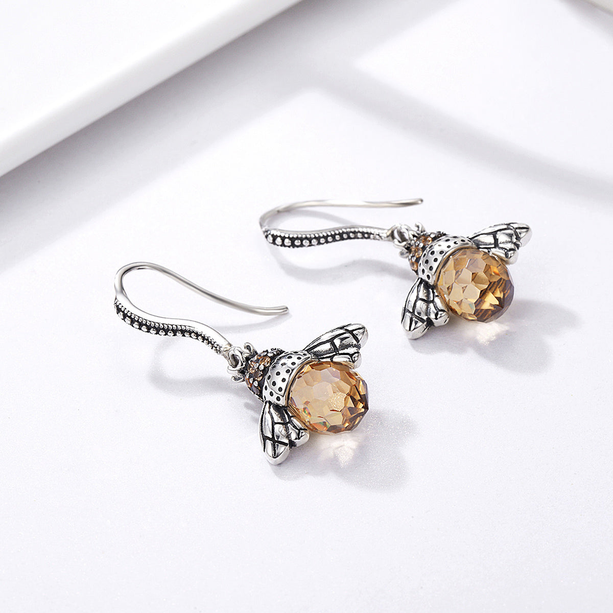925 Sterling Silver Earrings with Oxidized Finish and Pavé Setting CZ DestGlow