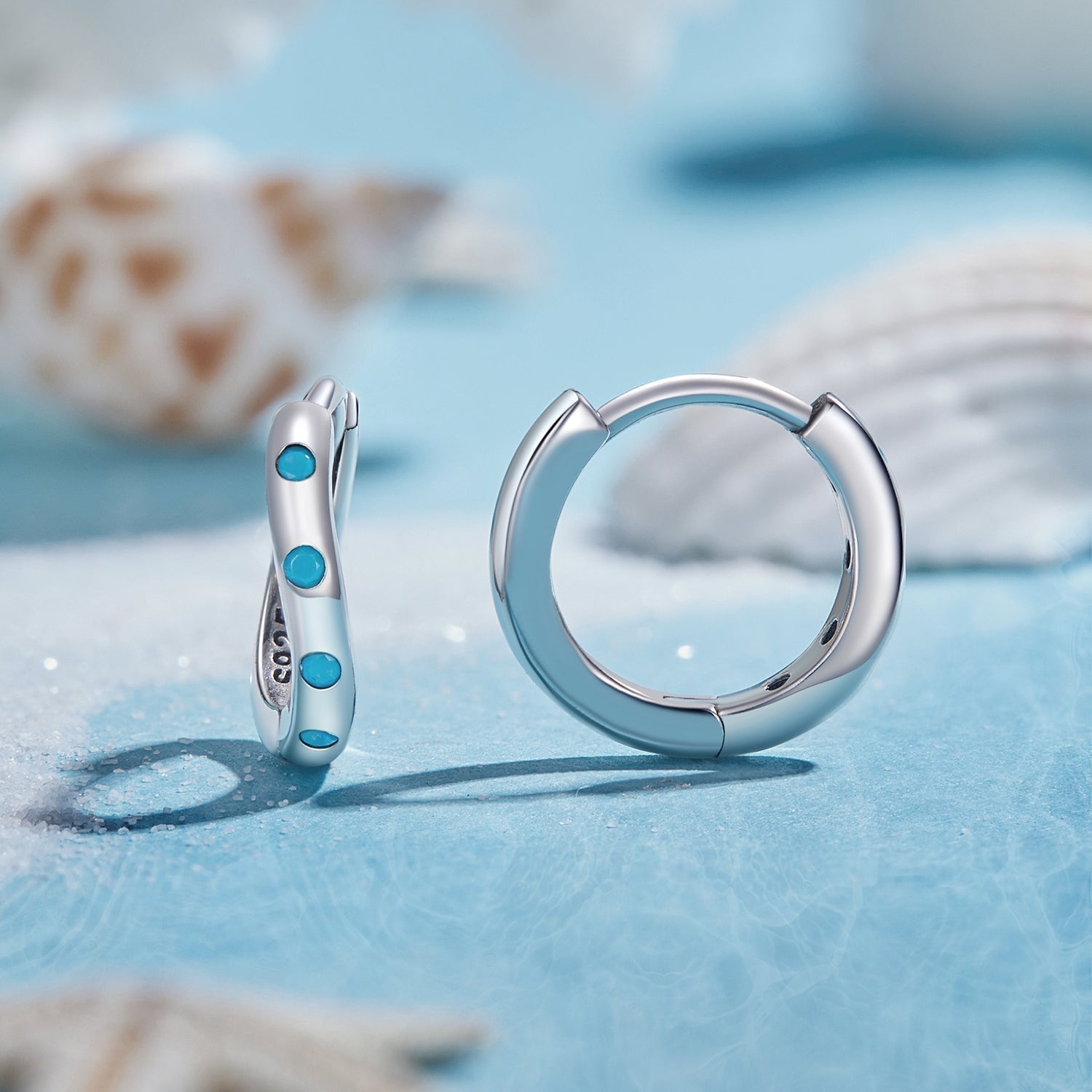 925 Sterling Silver Earrings with Synthetic Turquoise, Oxidized Finish, Size 12*2mm, Women DestGlow