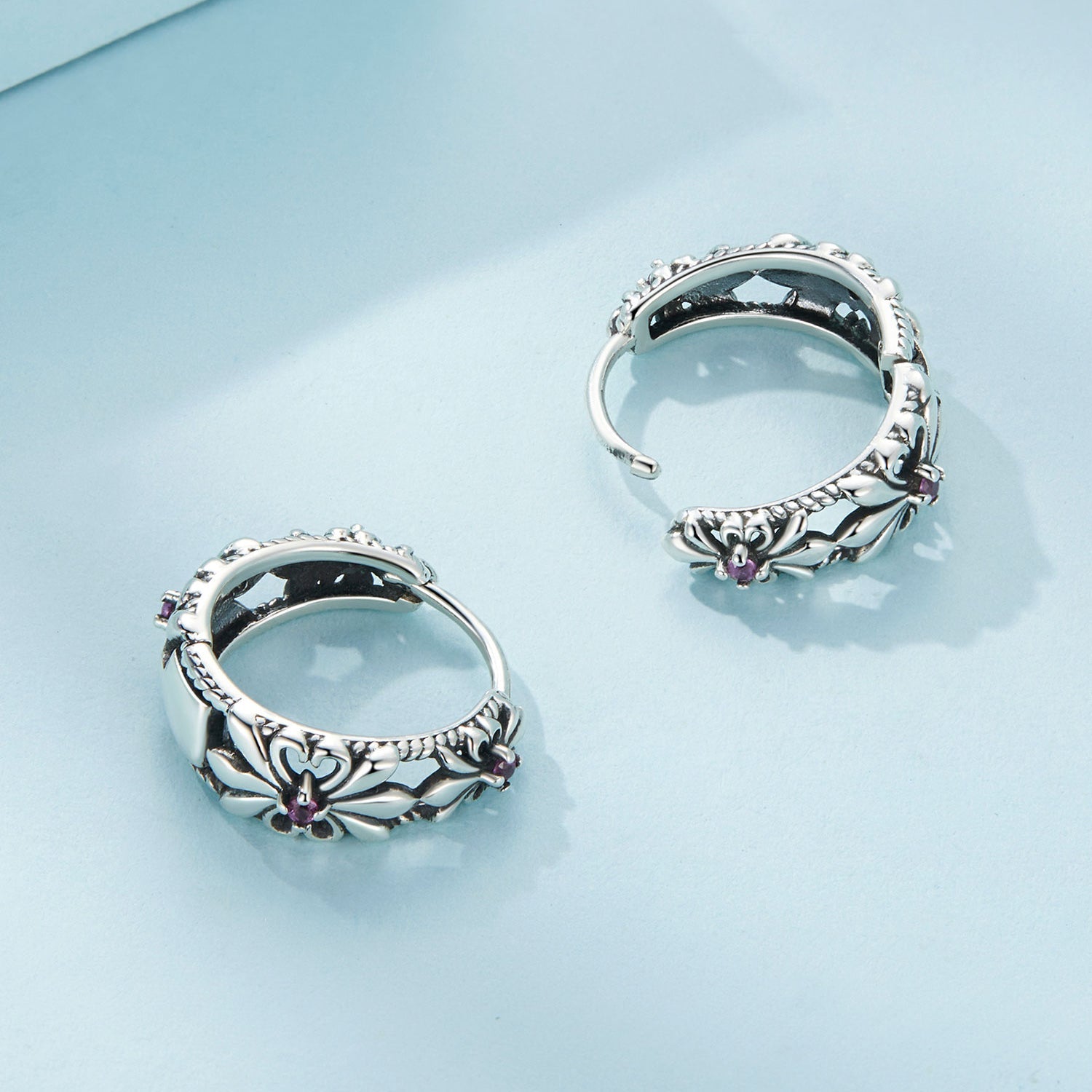 925 Sterling Silver Earrings with Pavé Setting and Oxidized Finish DestGlow