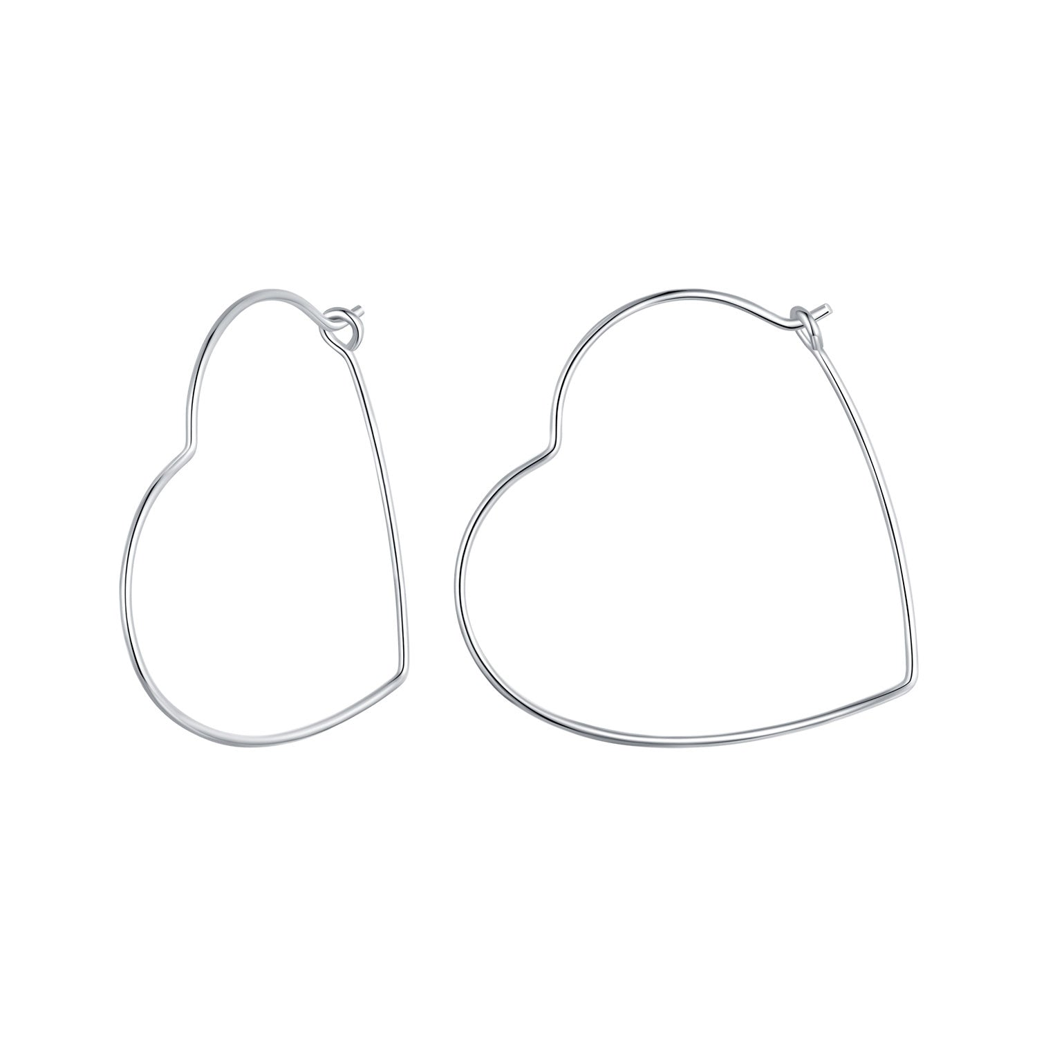925 Sterling Silver Earrings with White Gold Plating - 27mm for Women DestGlow