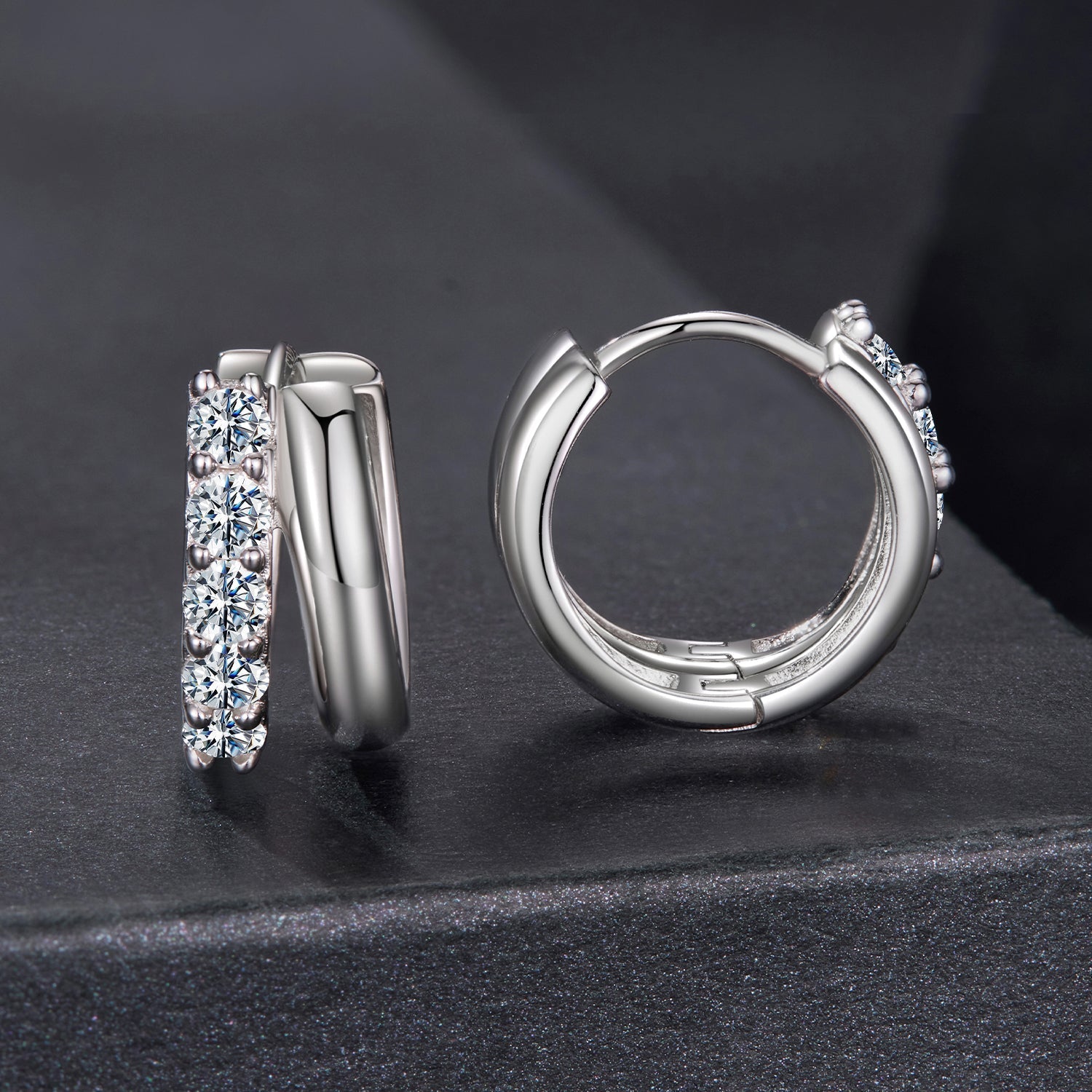 925 Sterling Silver Moissanite 0.06 Carat White Gold Plated Earrings for Women DestGlow