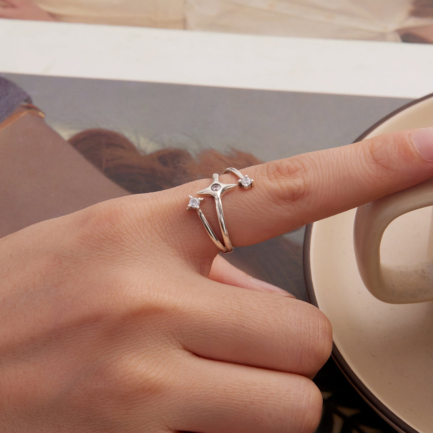 925 Sterling Silver Oxidized CZ Ring with Pavé Setting for Women DestGlow