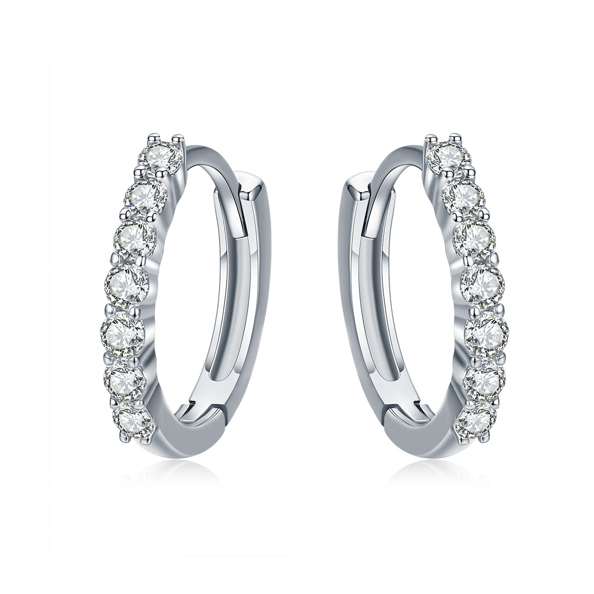 925 Sterling Silver Earrings with Pavé Setting CZ, Size 1.2*0.2cm for Women DestGlow