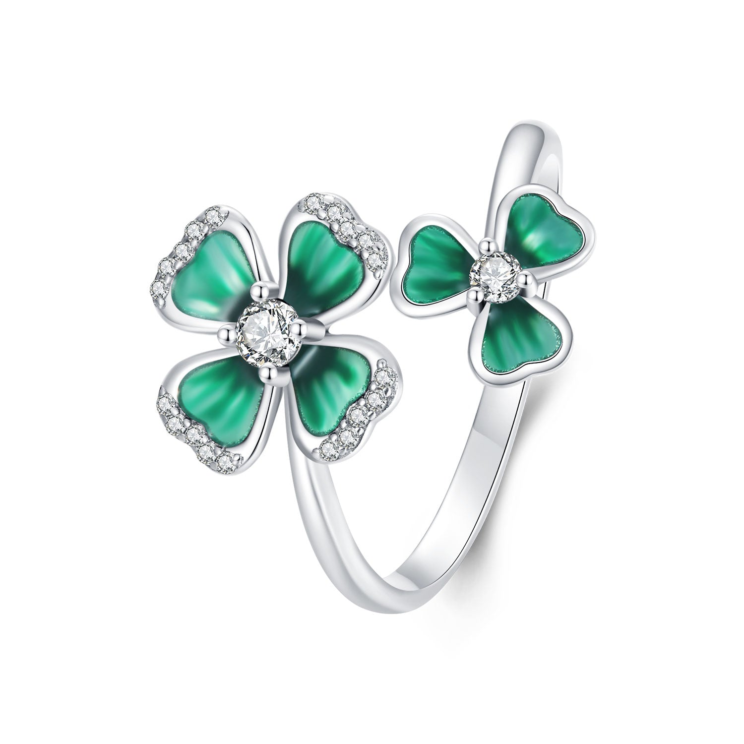 925 Sterling Silver Enamel Pavé CZ Ring for Women DestGlow