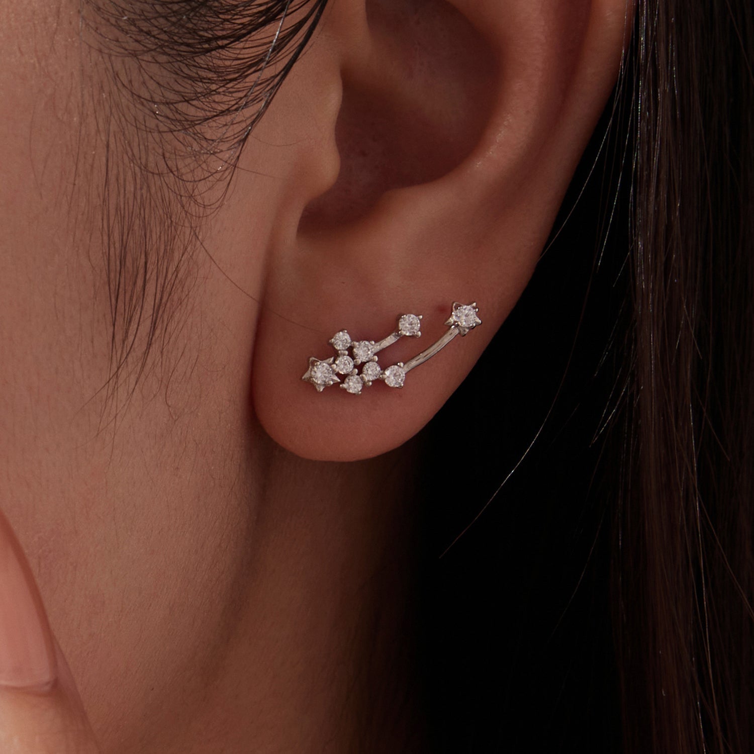 925 Sterling Silver & Brass White Gold Plated Earrings with CZ for Women DestGlow