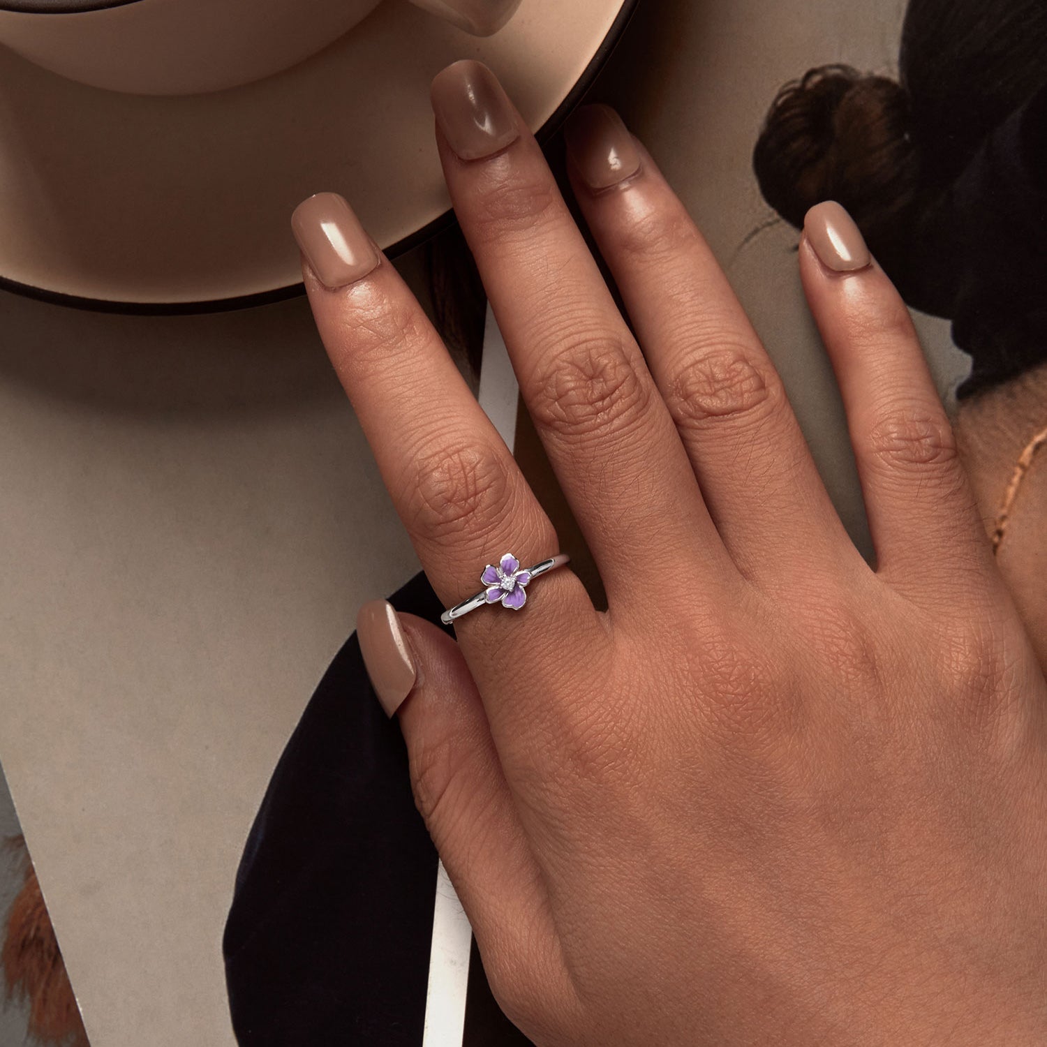 S925 Sterling Silver Enamel Plated Platinum Ring DestGlow