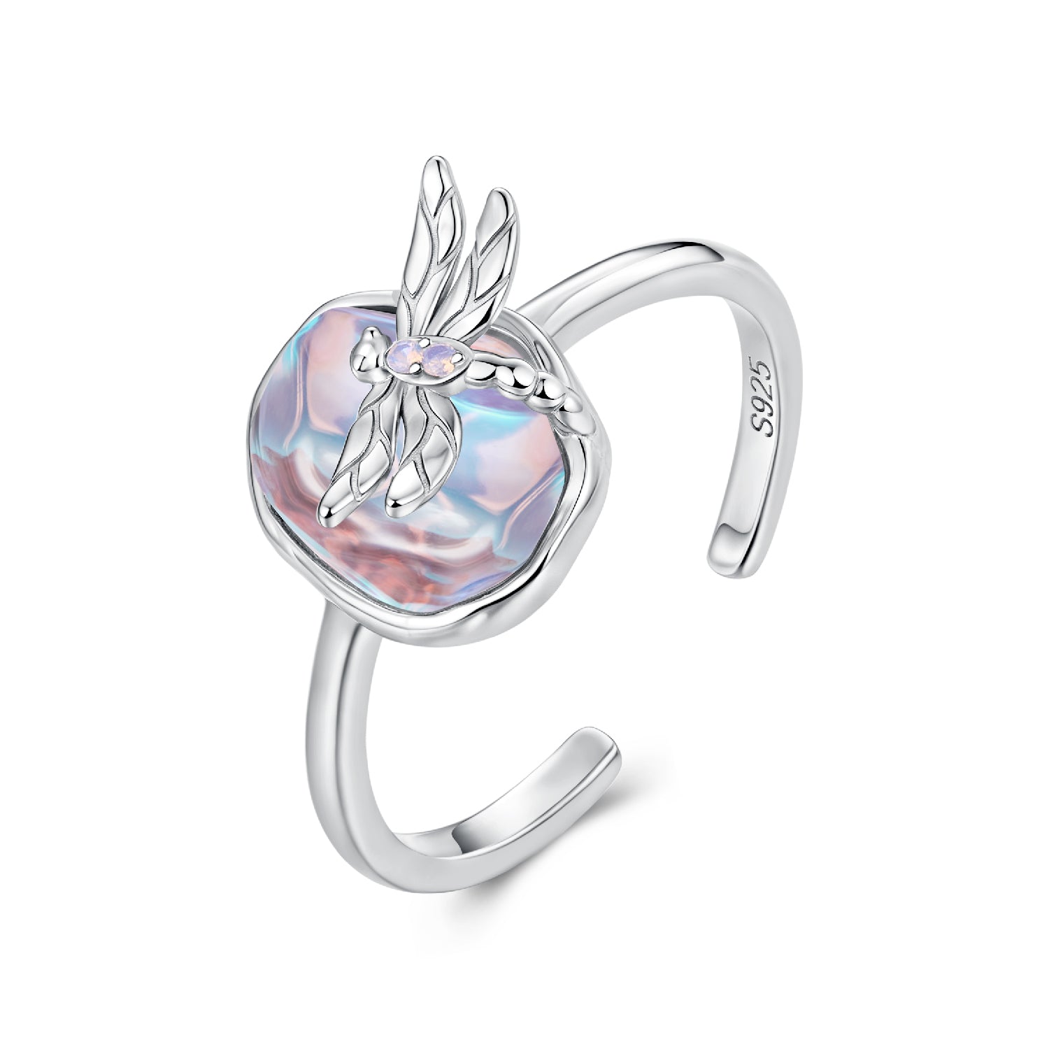 925 Sterling Silver Ring with Nano Opal Stone, 0.15 cm Width for Women DestGlow