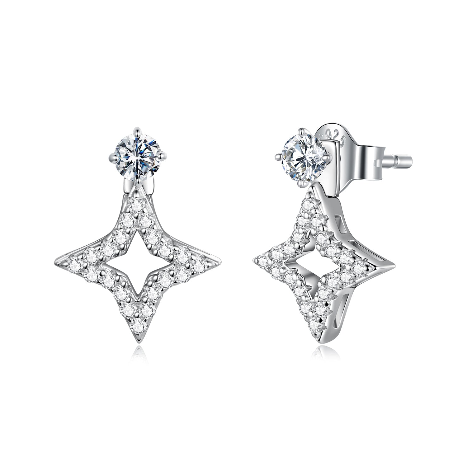 925 Sterling Silver Moissanite 0.1ct Earrings for Women DestGlow