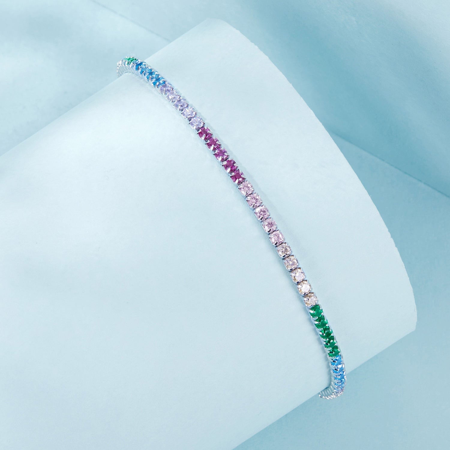 925 Sterling Silver Pave Setting White Gold Bracelet 160+60mm for Women DestGlow