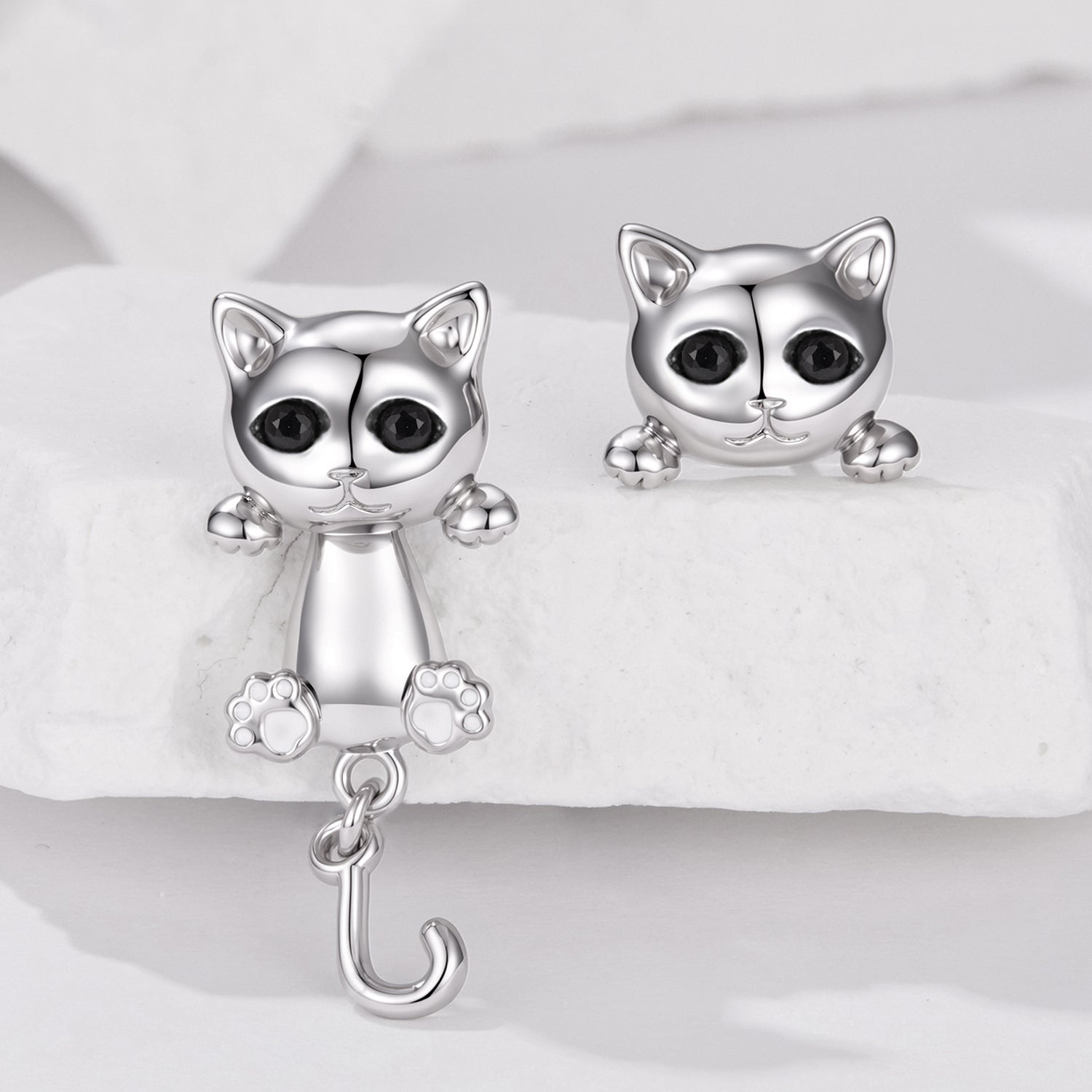 Brass & S925 Silver Earrings | 2.8*1.1cm | White Gold Plated with Pavé Setting CZ for Women DestGlow