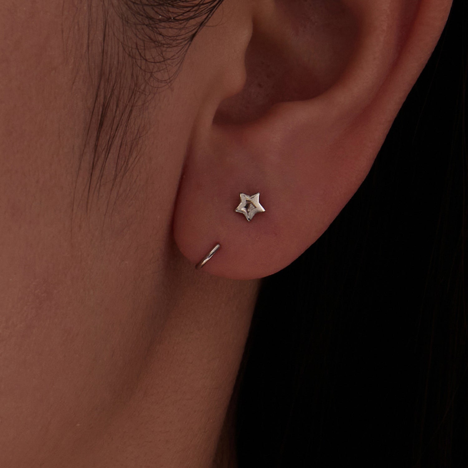 925 Sterling Silver Brass Earrings with White Gold Plating 1.4cm for Women DestGlow