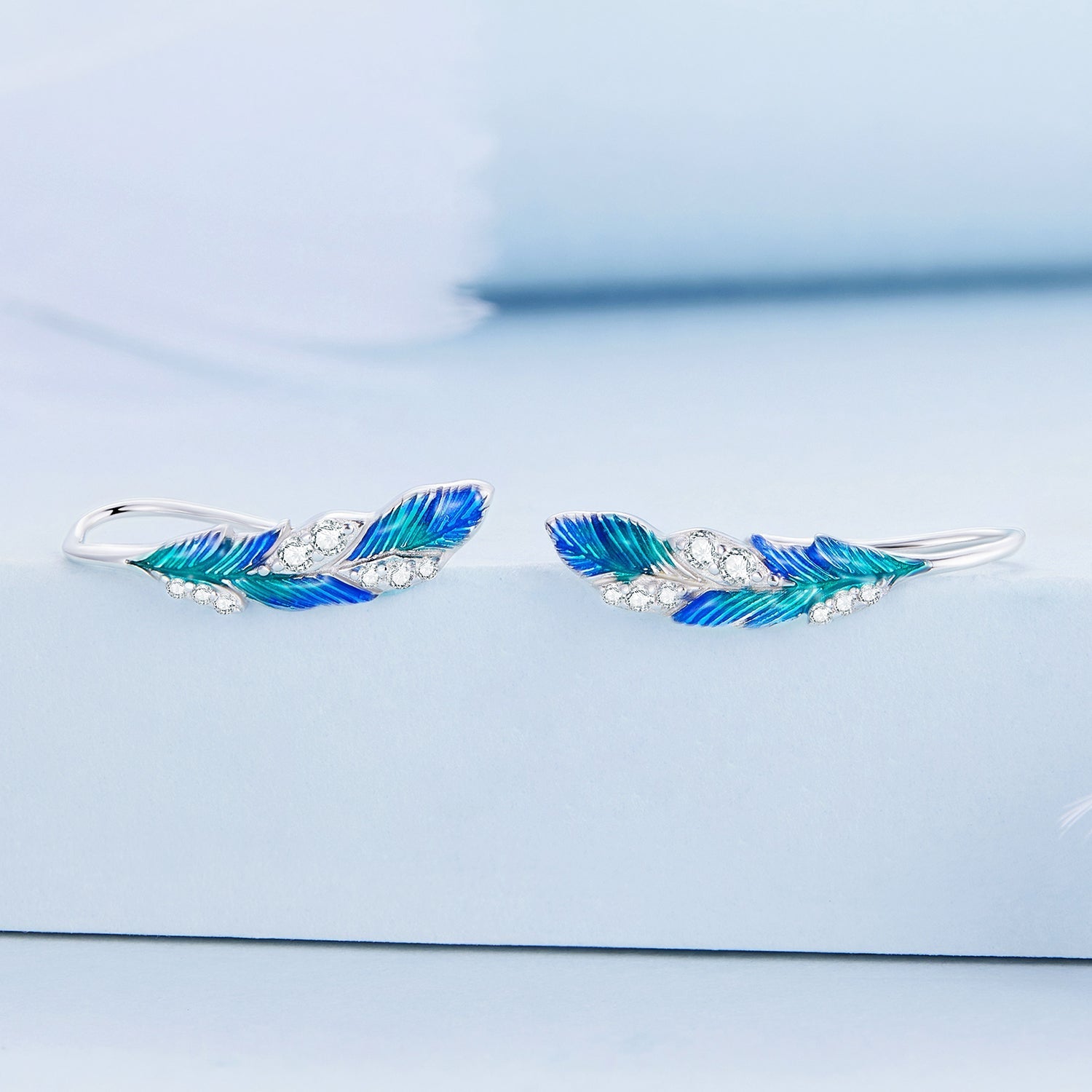 925 Sterling Silver Enamel Finish Pavé CZ Earrings for Women DestGlow