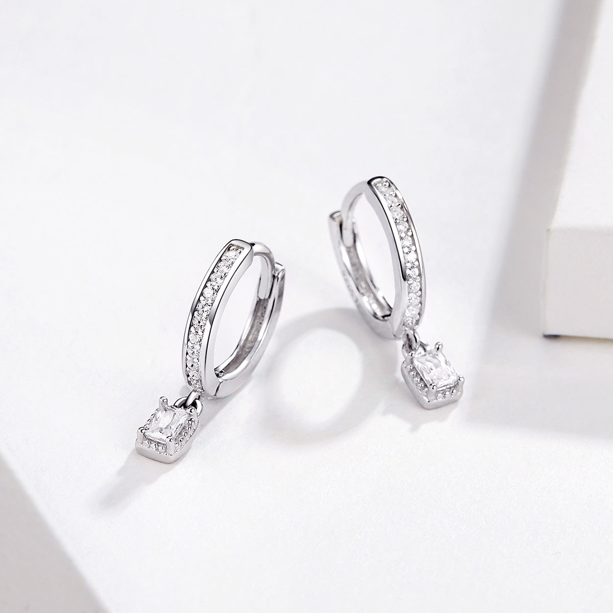 925 Sterling Silver 1.7cm Pavé Setting CZ Earrings DestGlow