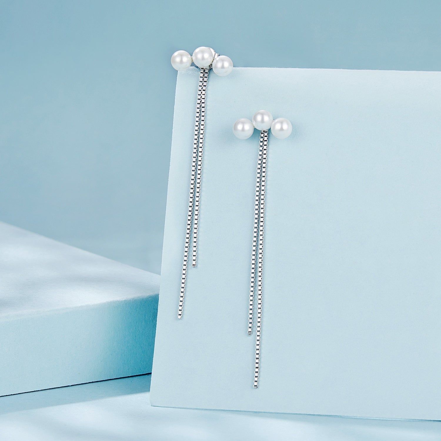 925 Sterling Silver White Gold Plated Shell Pearl Earrings DestGlow