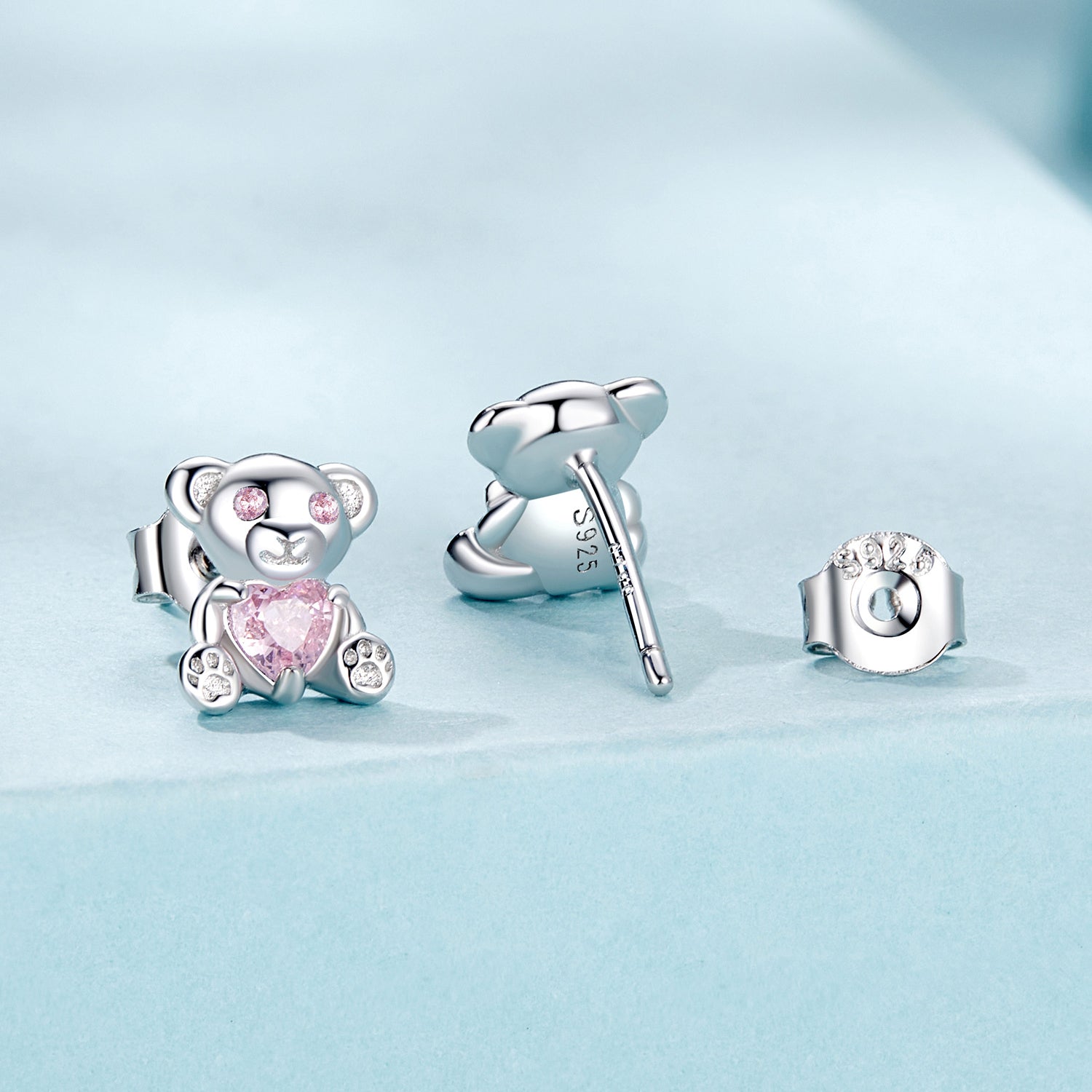 925 Sterling Silver Earrings with CZ in White Gold Plating DestGlow