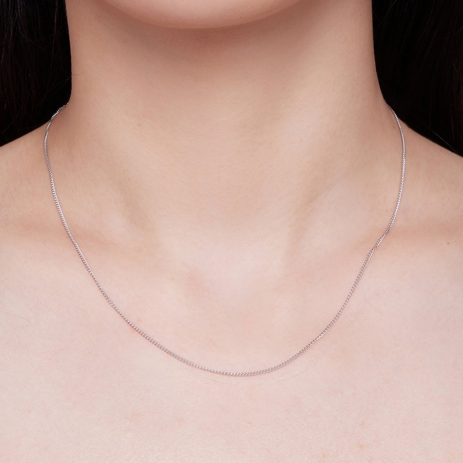 925 Sterling Silver 45S Platinum Plated Necklace for Women - 400mm Length, 0.8mm Thickness DestGlow