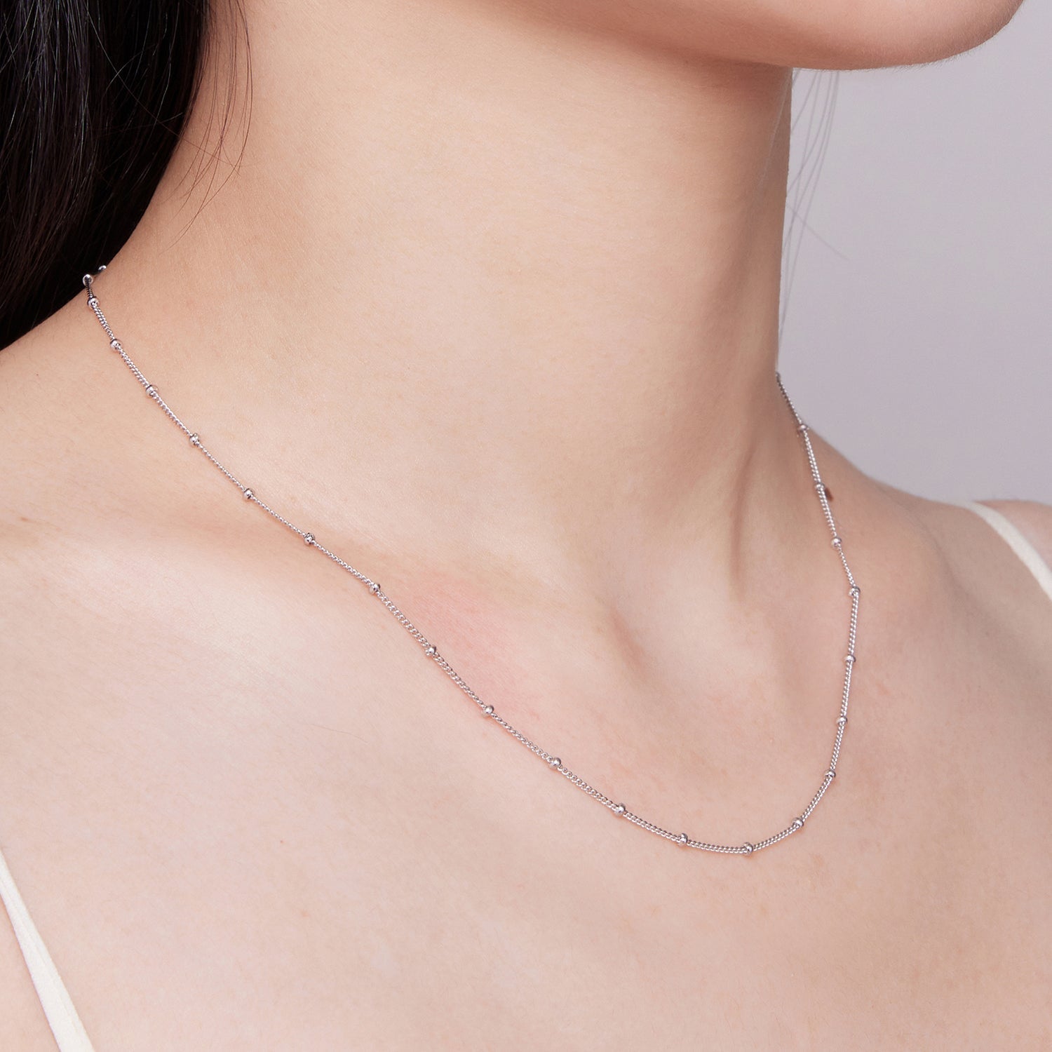 925 Sterling Silver Plated Platinum 45cm Necklace for Women DestGlow
